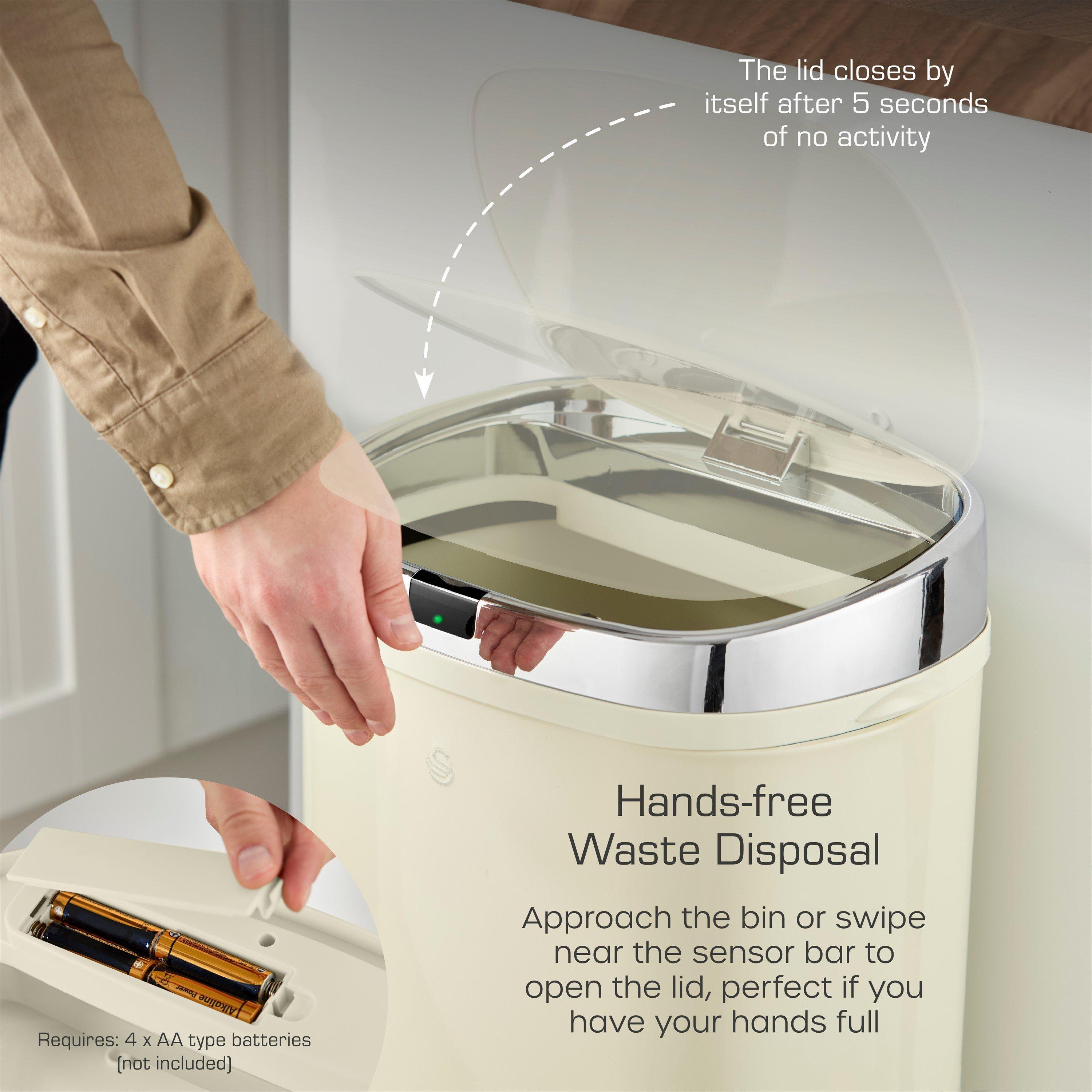 Cream - Swan - 42L Square Sensor Bin Cream - 3