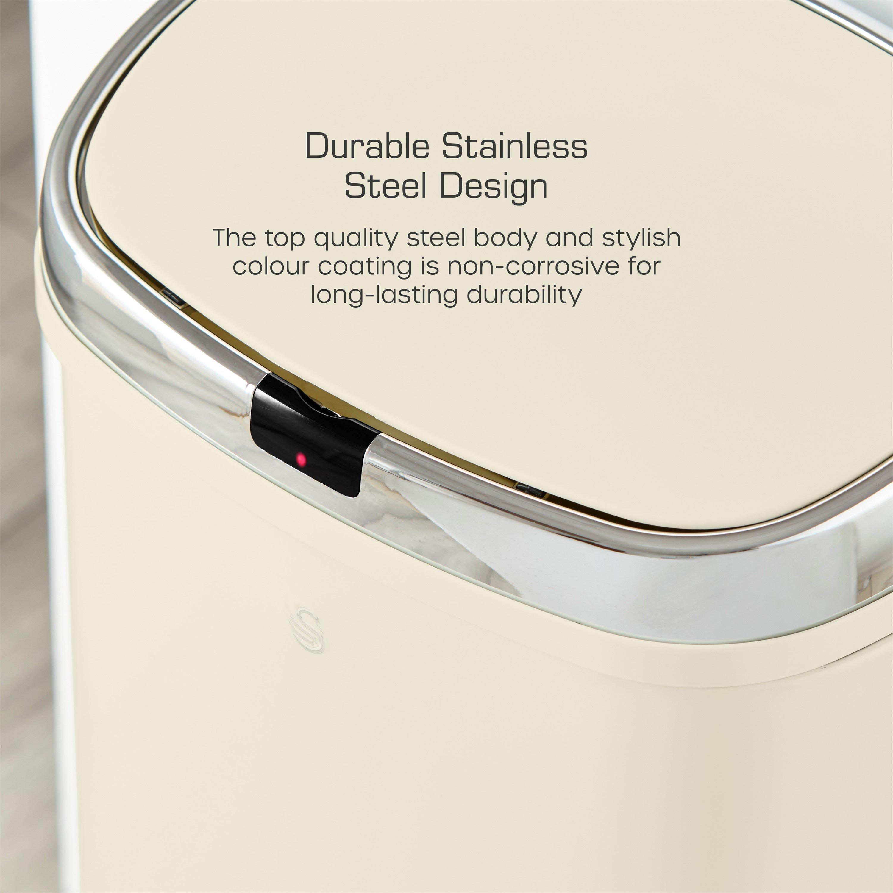 Cream - Swan - 42L Square Sensor Bin Cream - 5