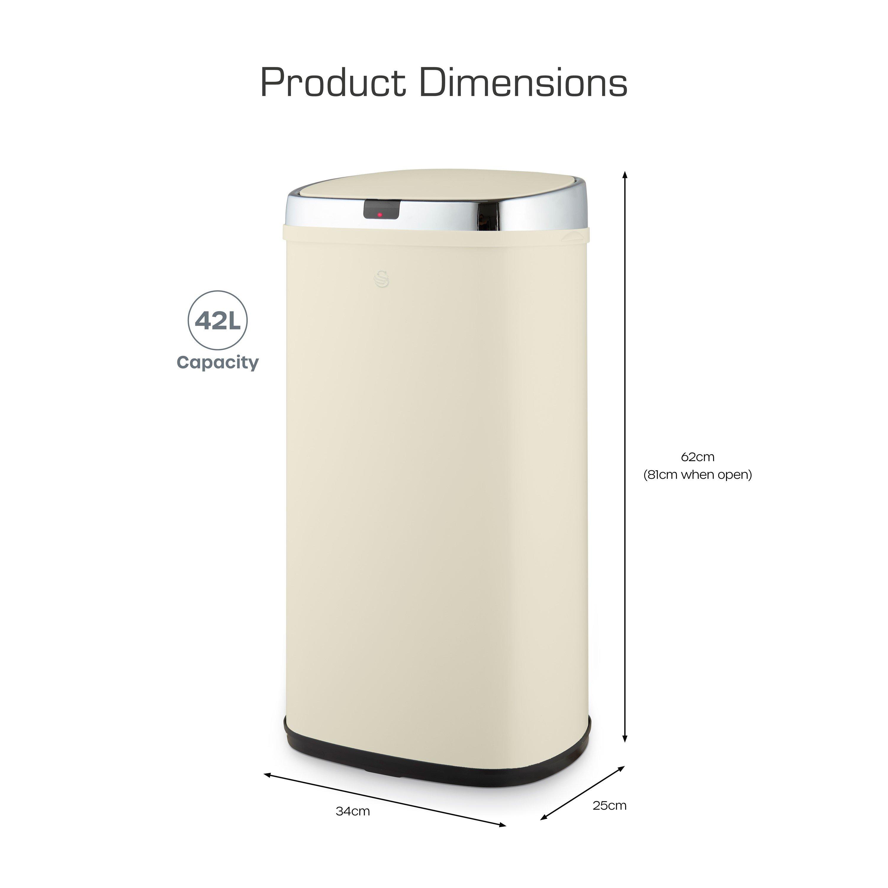 Cream - Swan - 42L Square Sensor Bin Cream - 6