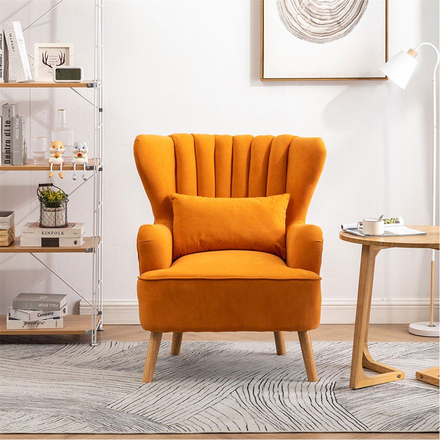 Orange - Kabinet UK - Curved Back Armchair with Cushion and Footstool - 2