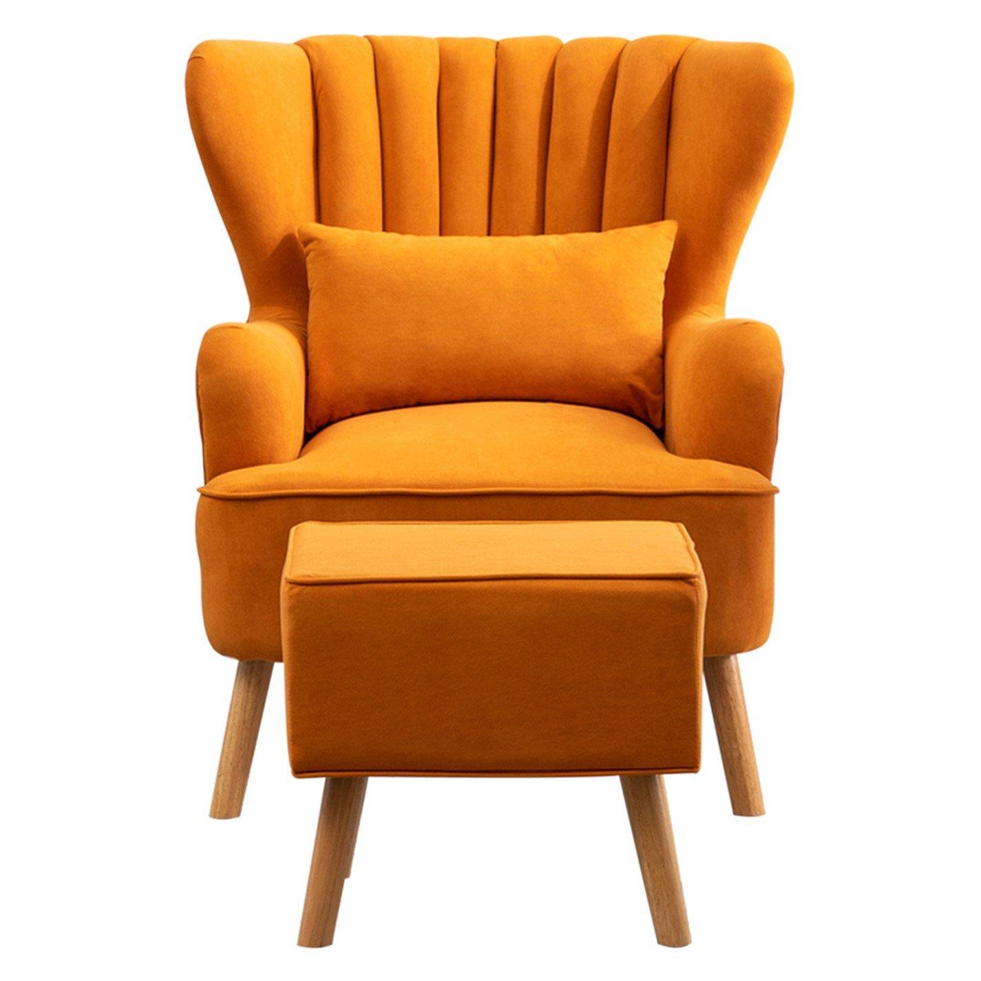 Orange - Kabinet UK - Curved Back Armchair with Cushion and Footstool - 3