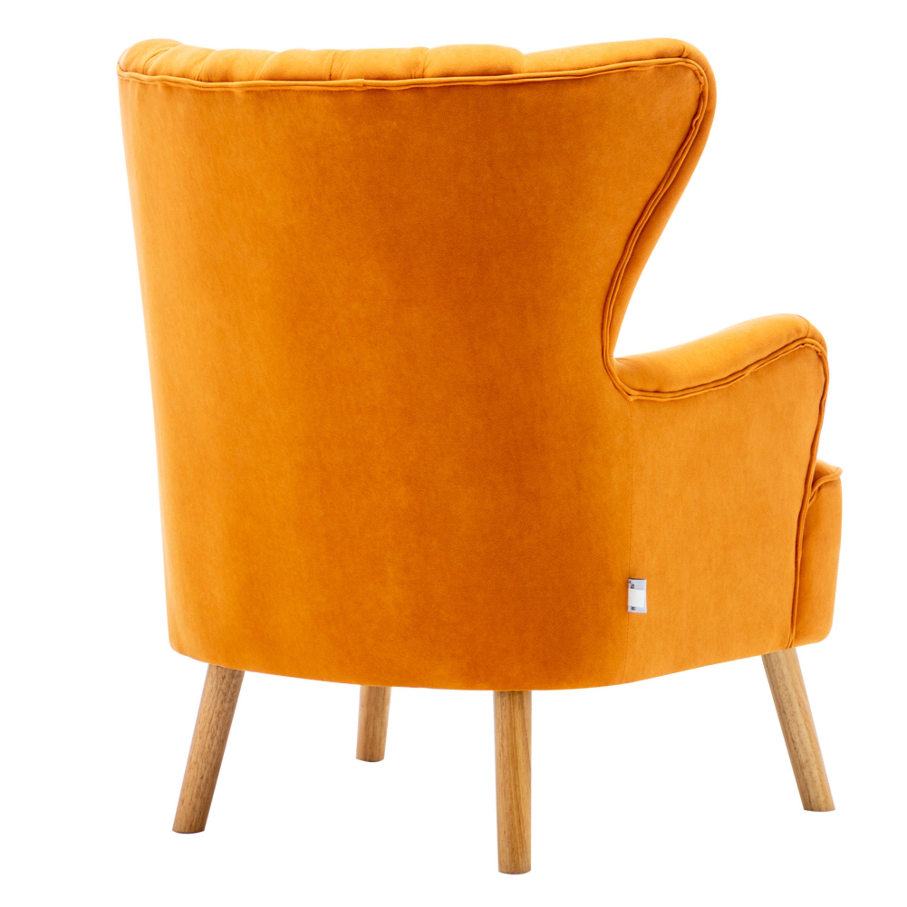 Orange - Kabinet UK - Curved Back Armchair with Cushion and Footstool - 5
