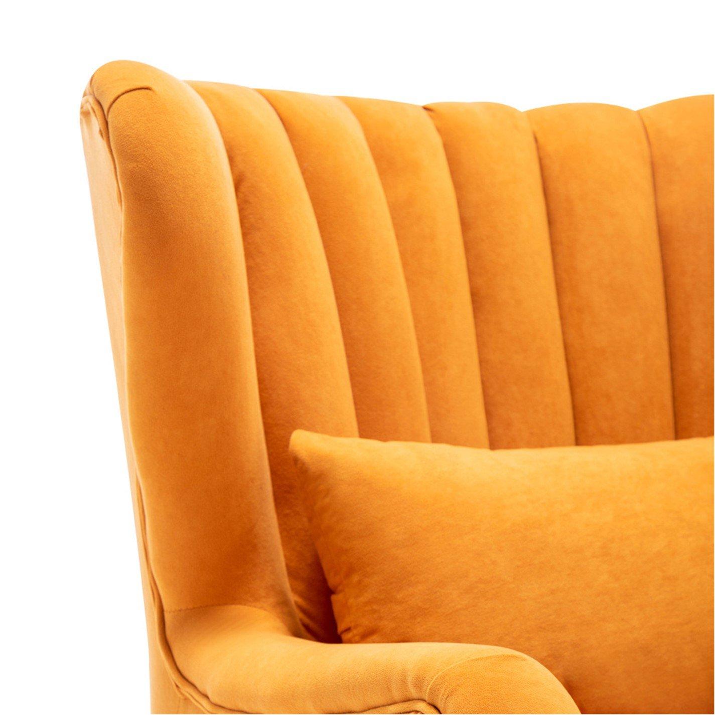 Orange - Kabinet UK - Curved Back Armchair with Cushion and Footstool - 6