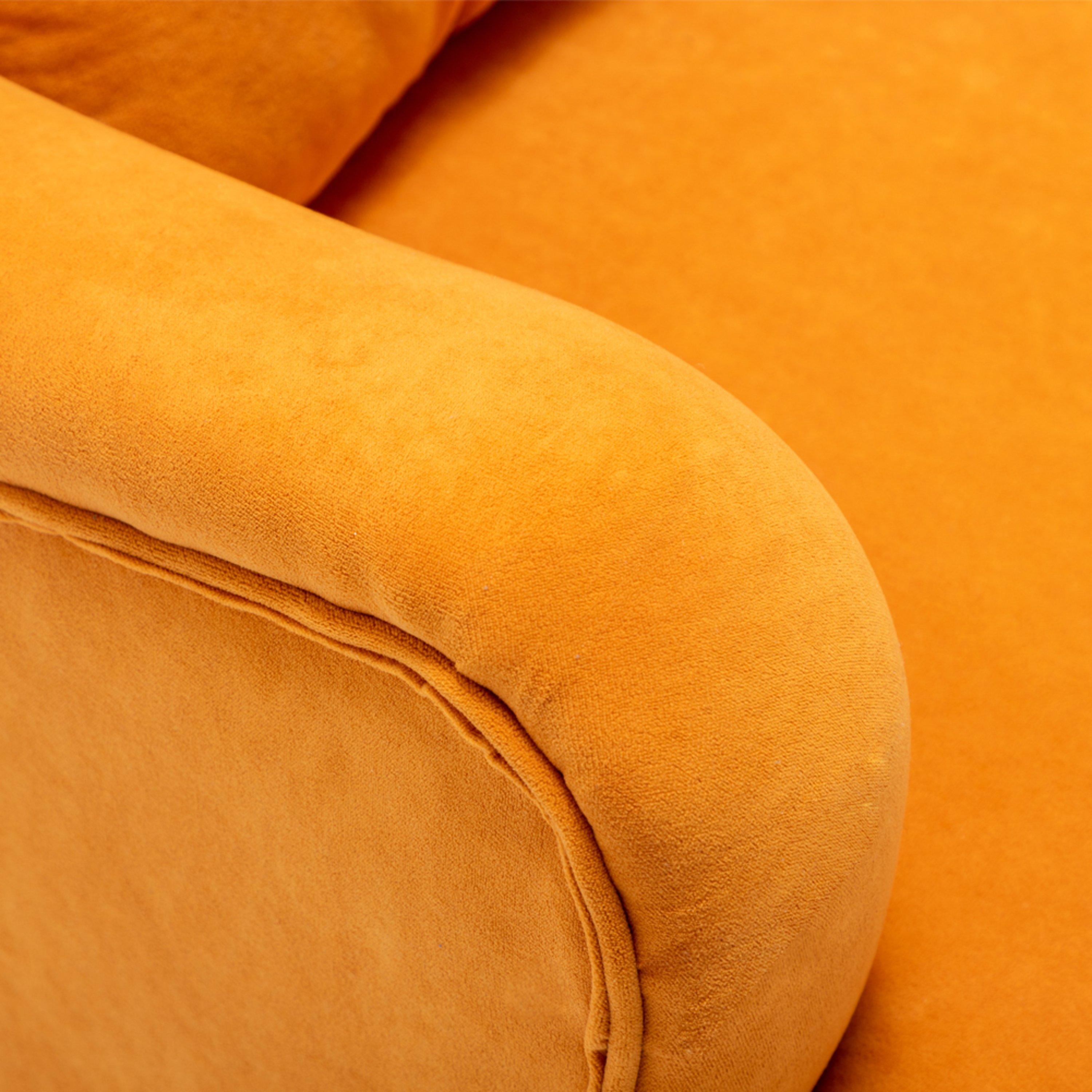 Orange - Kabinet UK - Curved Back Armchair with Cushion and Footstool - 7