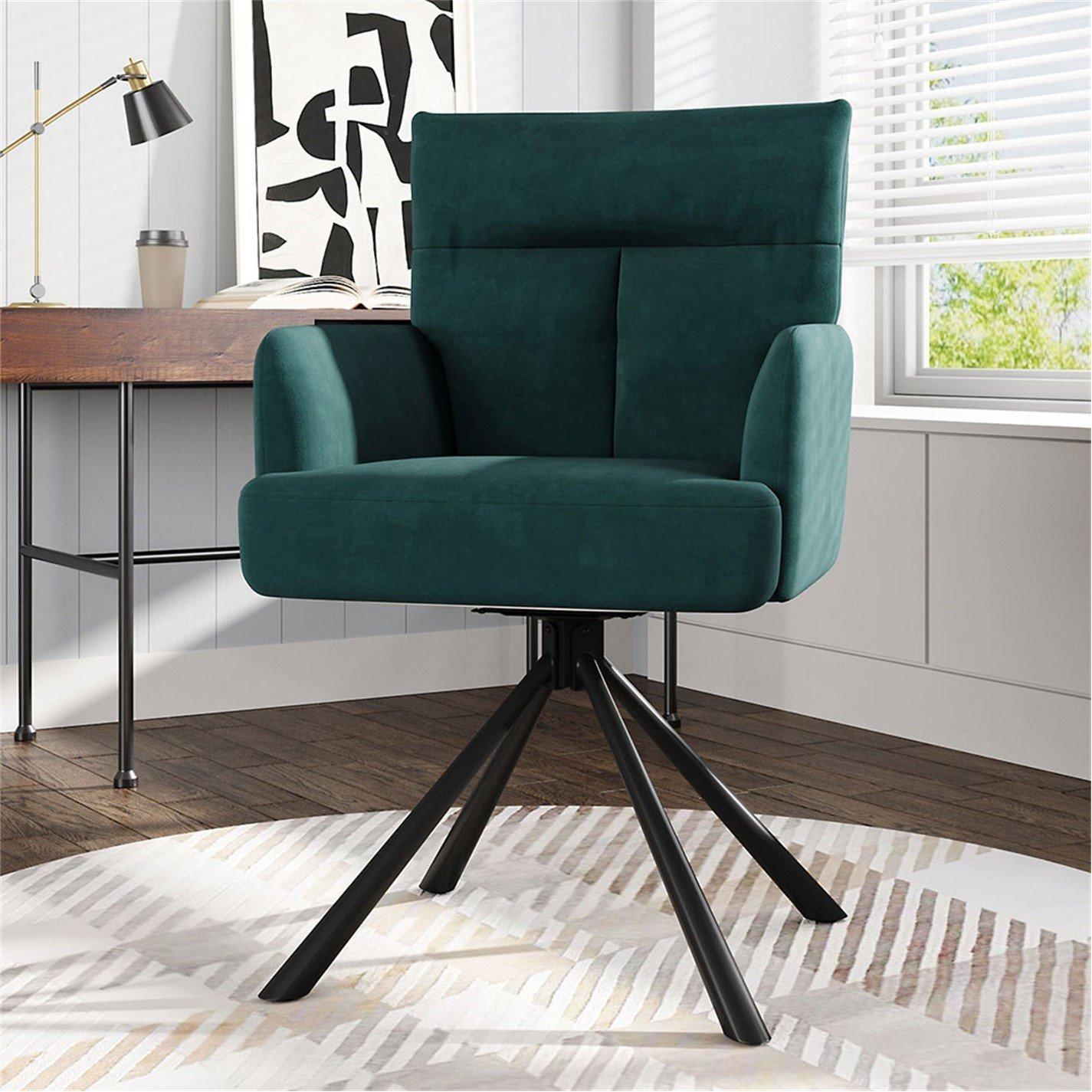 Green - Kabinet UK - Frosted Velvet Swivel ArmchairGreen - 2