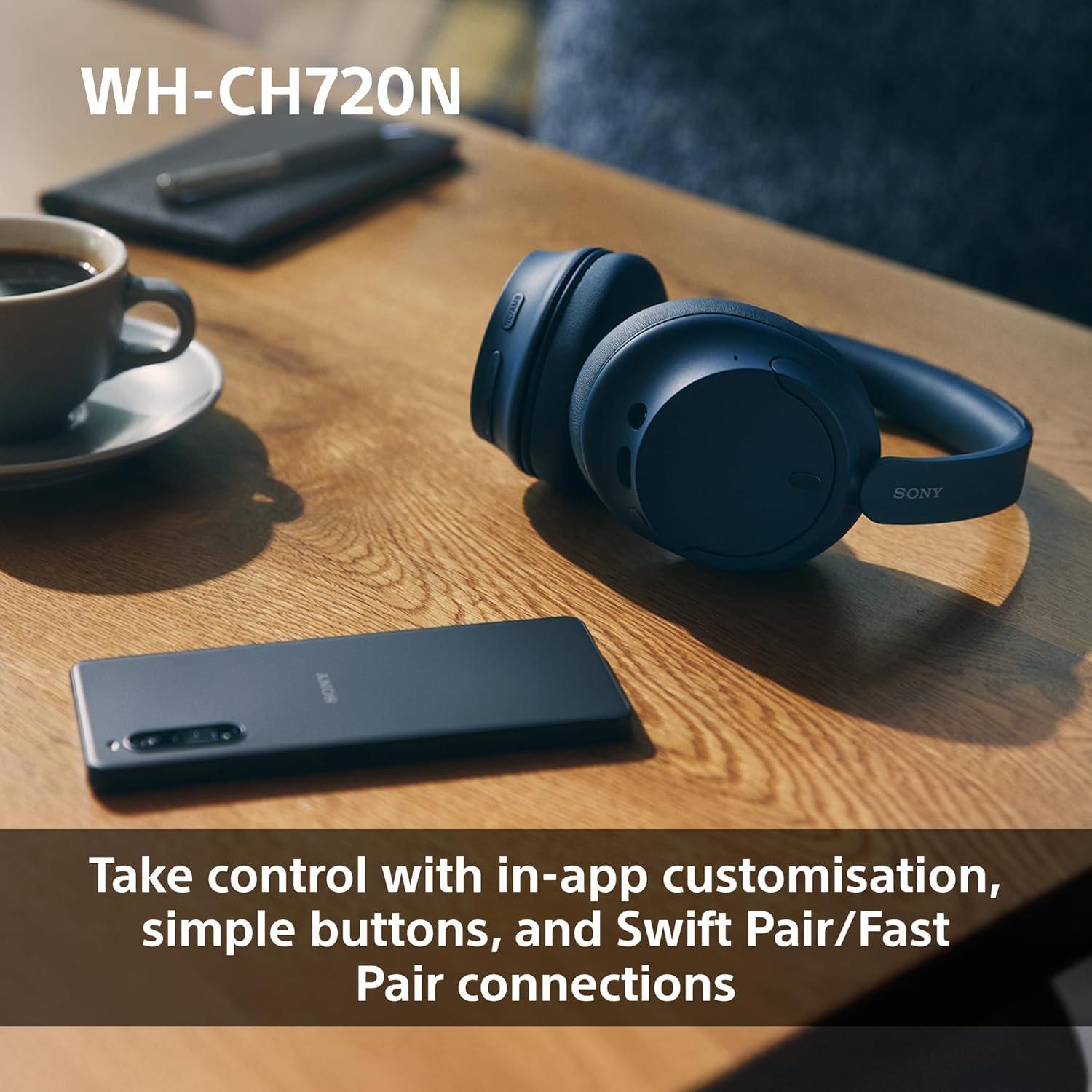 Black - Sony - WH-CH720N Noise Cancelling Wireless Headphones- Black - 7