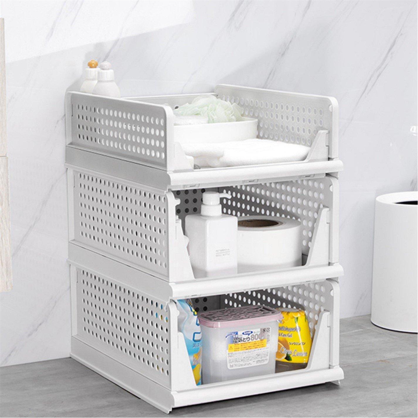 Off White - LIFE IDEAS - 1 Tier Open Design Stackable Storage Basket - 1