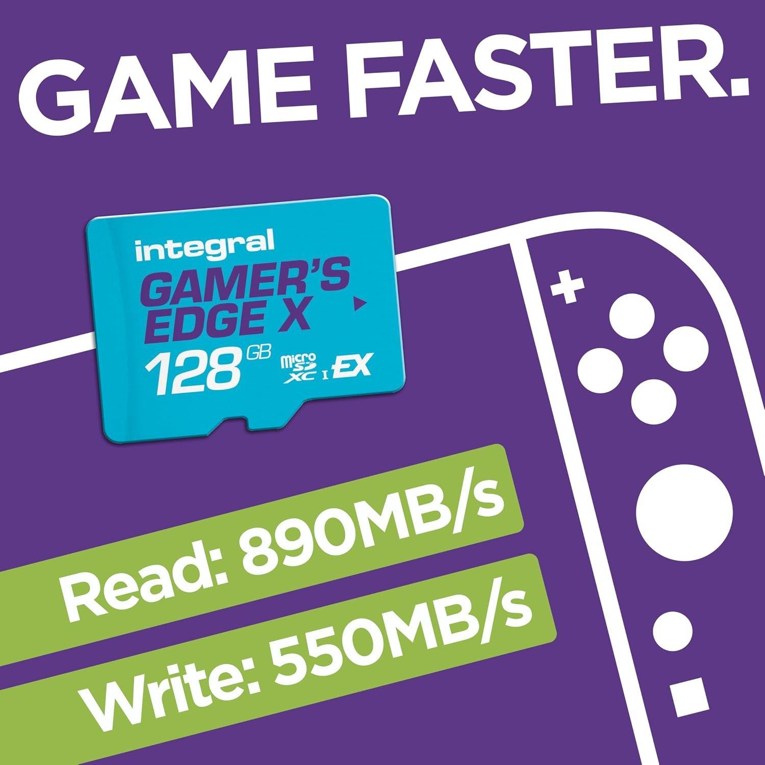 Sort - Integral - 128GB Gamers Edge X Micro SD Express Card for Nintendo Switch 2 up to 890MB/s Read 550MB/s Write - 3