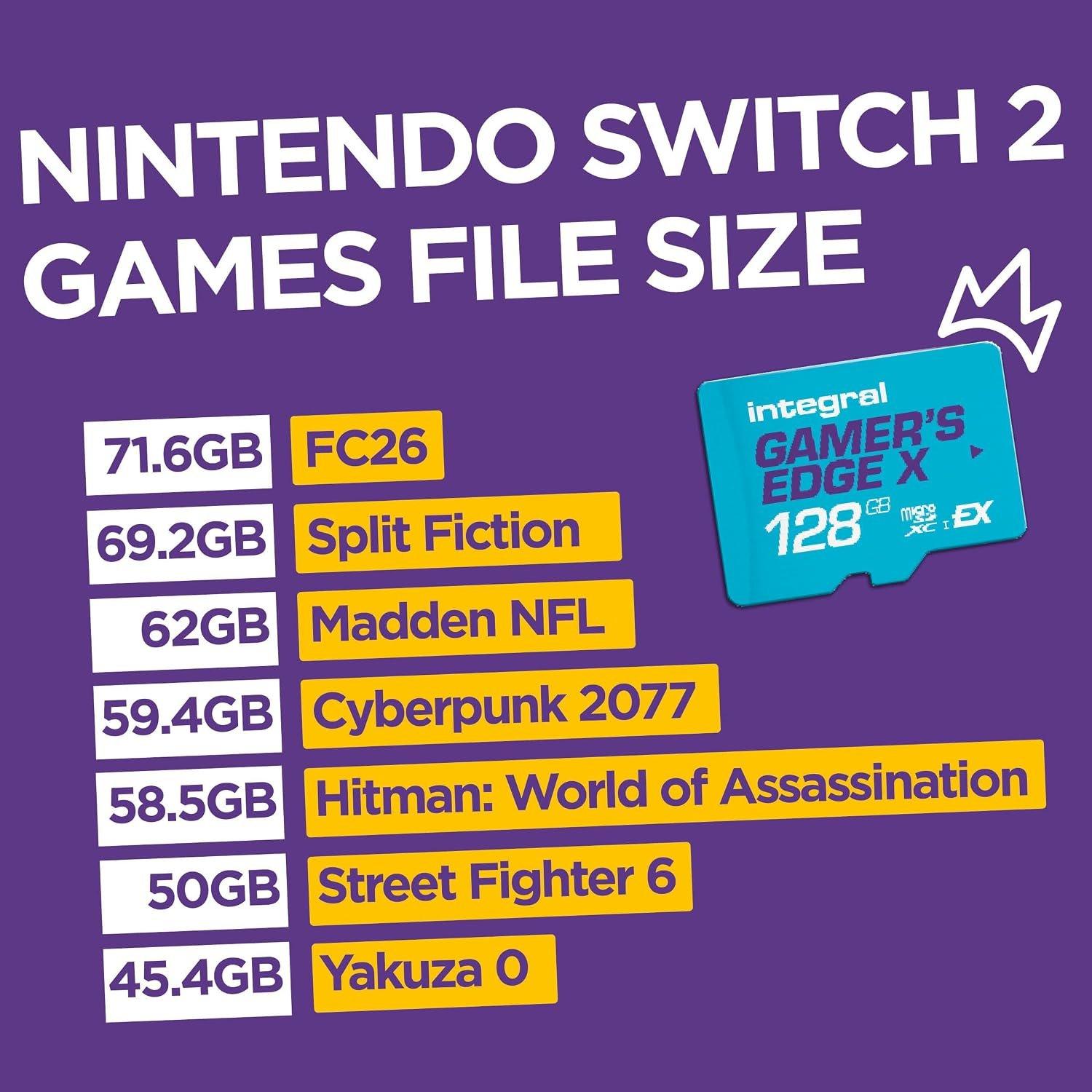 Sort - Integral - 128GB Gamers Edge X Micro SD Express Card for Nintendo Switch 2 up to 890MB/s Read 550MB/s Write - 7
