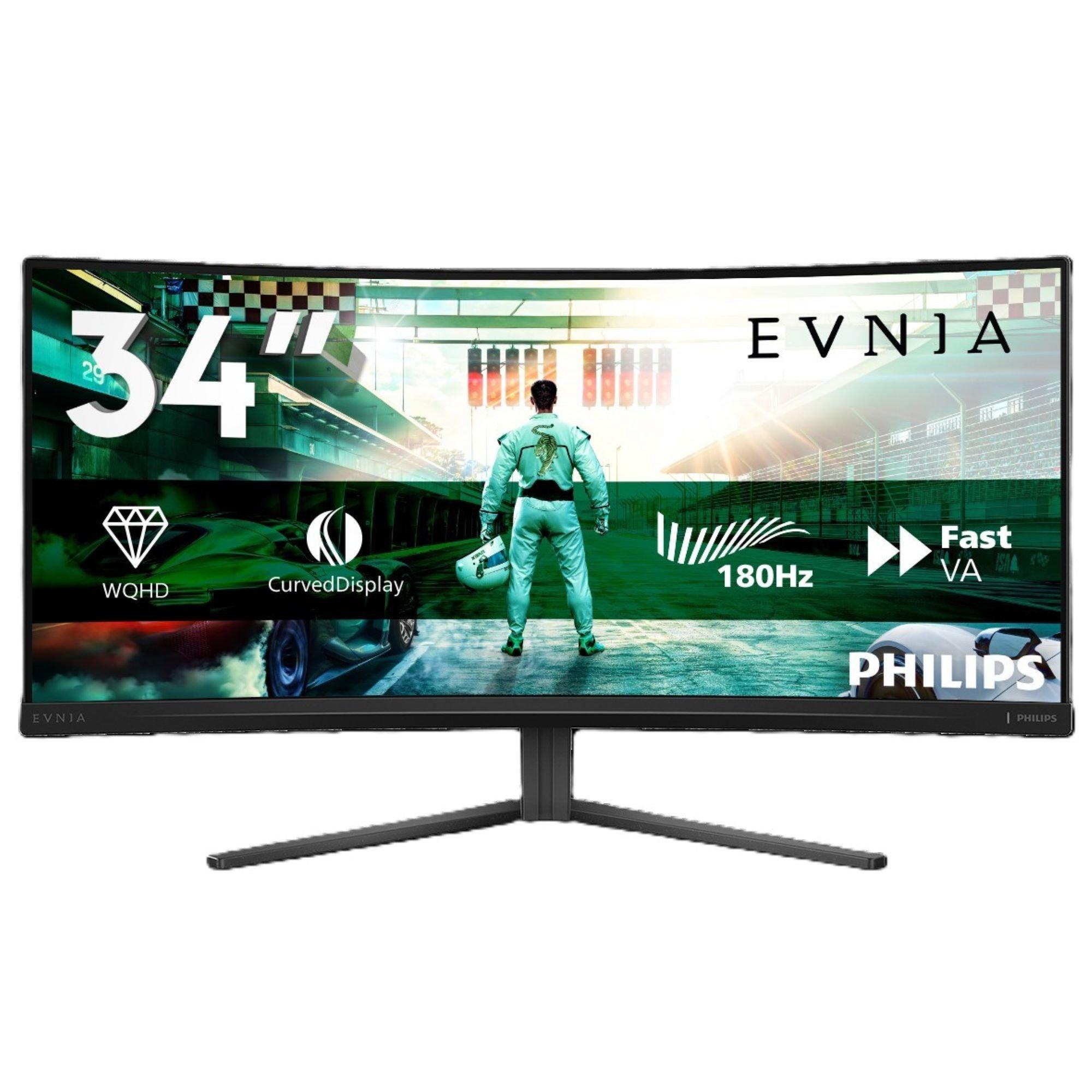 Black - Philips - 34M2C3500L 34 Inch Curved Fast VA U/W QHD 180Hz Gaming monitor - 1
