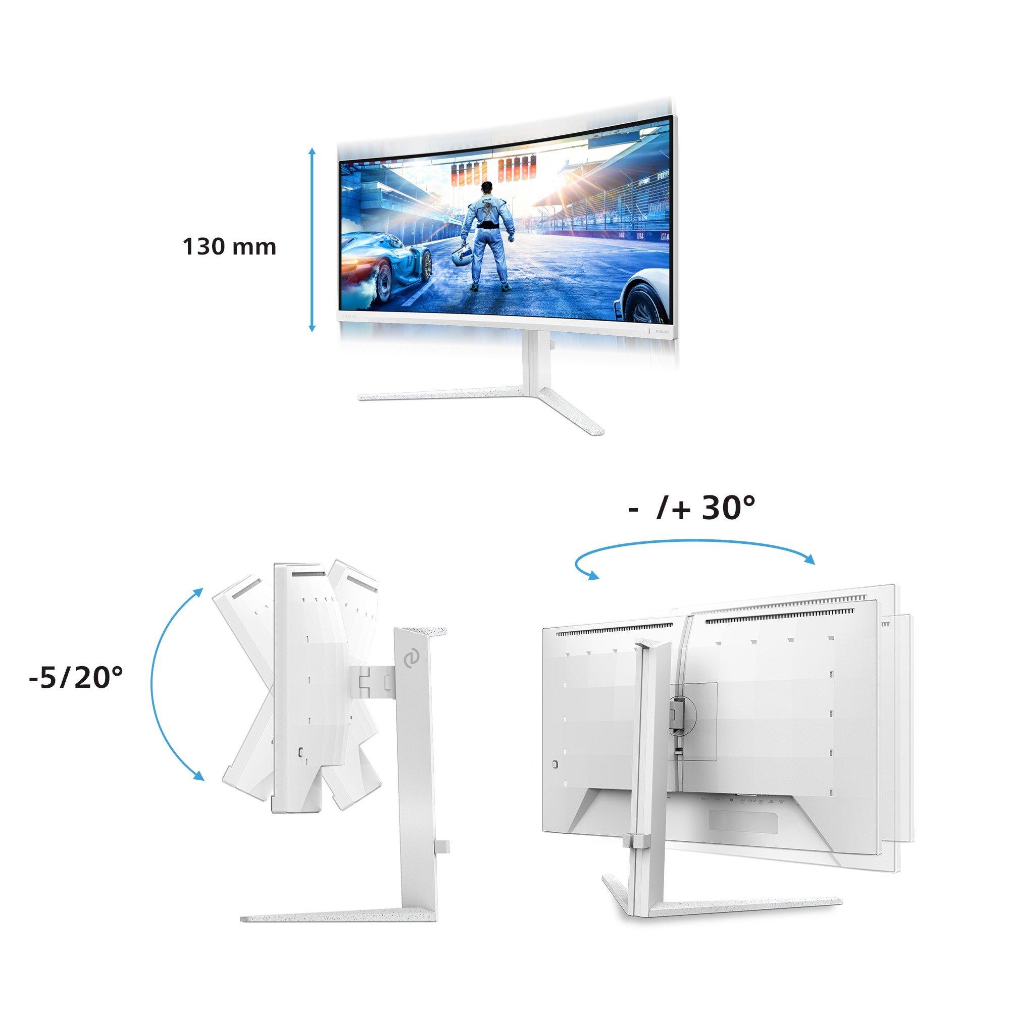 Black - Philips - 34M2C5601QA 34 Inch Curved  Fast VA U/W QHD 200Hz 90w USB C DP Alt Gaming monitor - 6