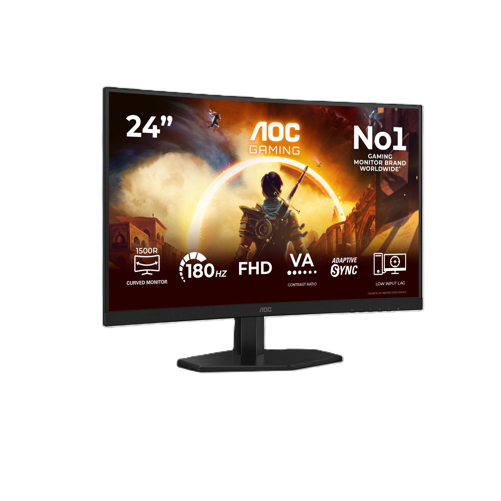 Black - AOC - C24G42FE 23.6 Inch Curved VA 144Hz (180Hz OC) HDMI DP Gaming Monitor - 2