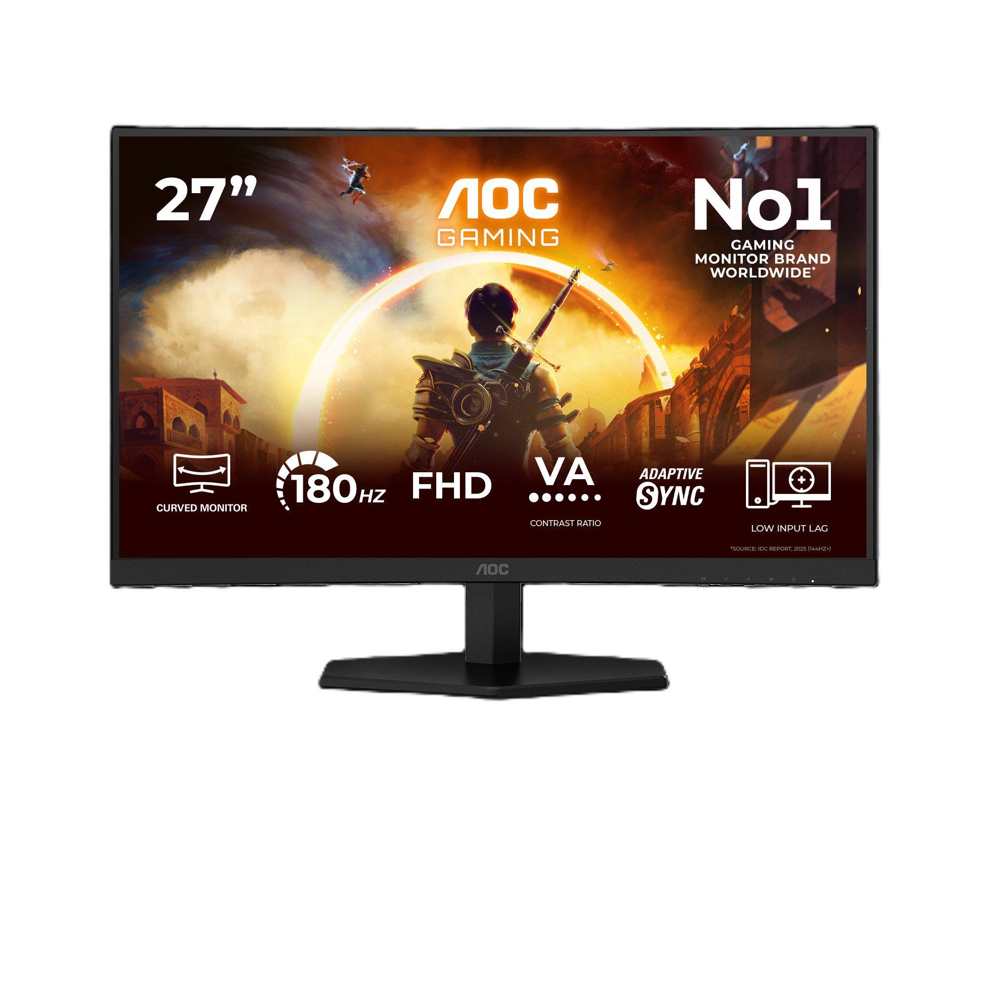 Black - AOC - C27G42FE 27 Inch Curved VA 144Hz (180Hz OC) HDMI DP Gaming Monitor - 1