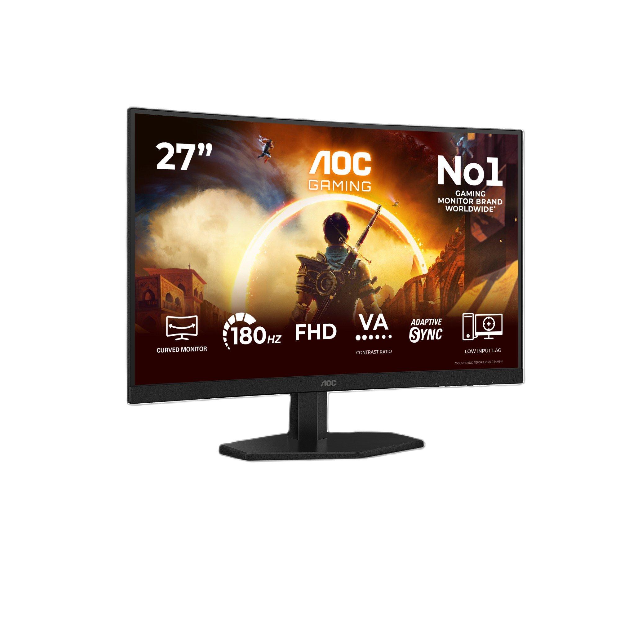 Black - AOC - C27G42FE 27 Inch Curved VA 144Hz (180Hz OC) HDMI DP Gaming Monitor - 2