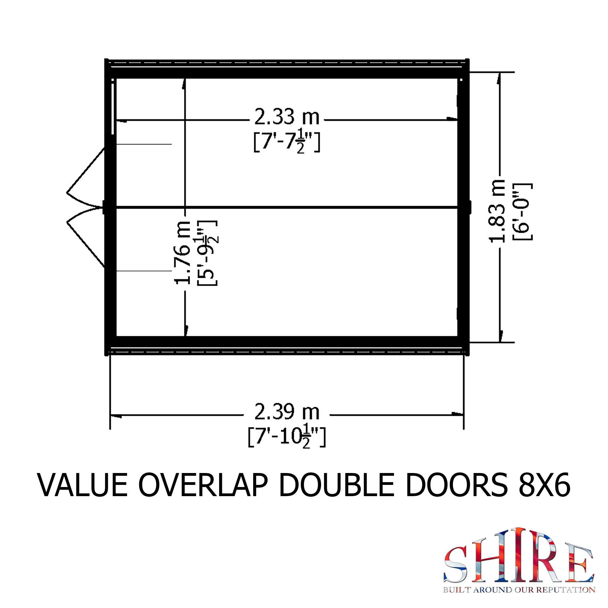 Wood - Shire - Overlap 8x6 Double Door - 3