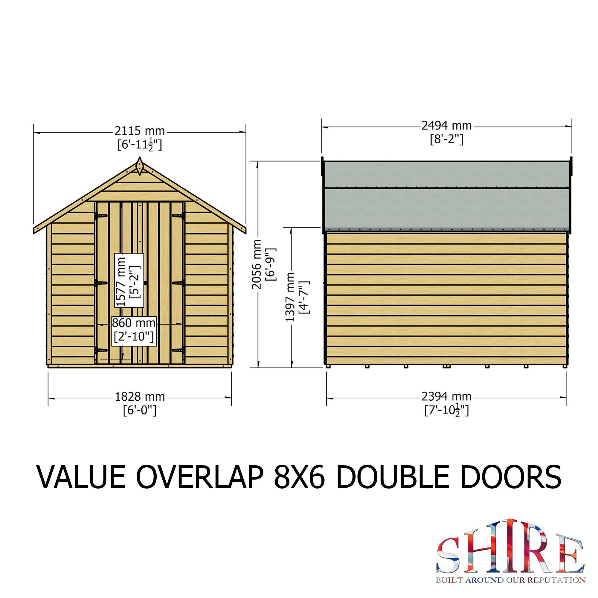 Wood - Shire - Overlap 8x6 Double Door - 4
