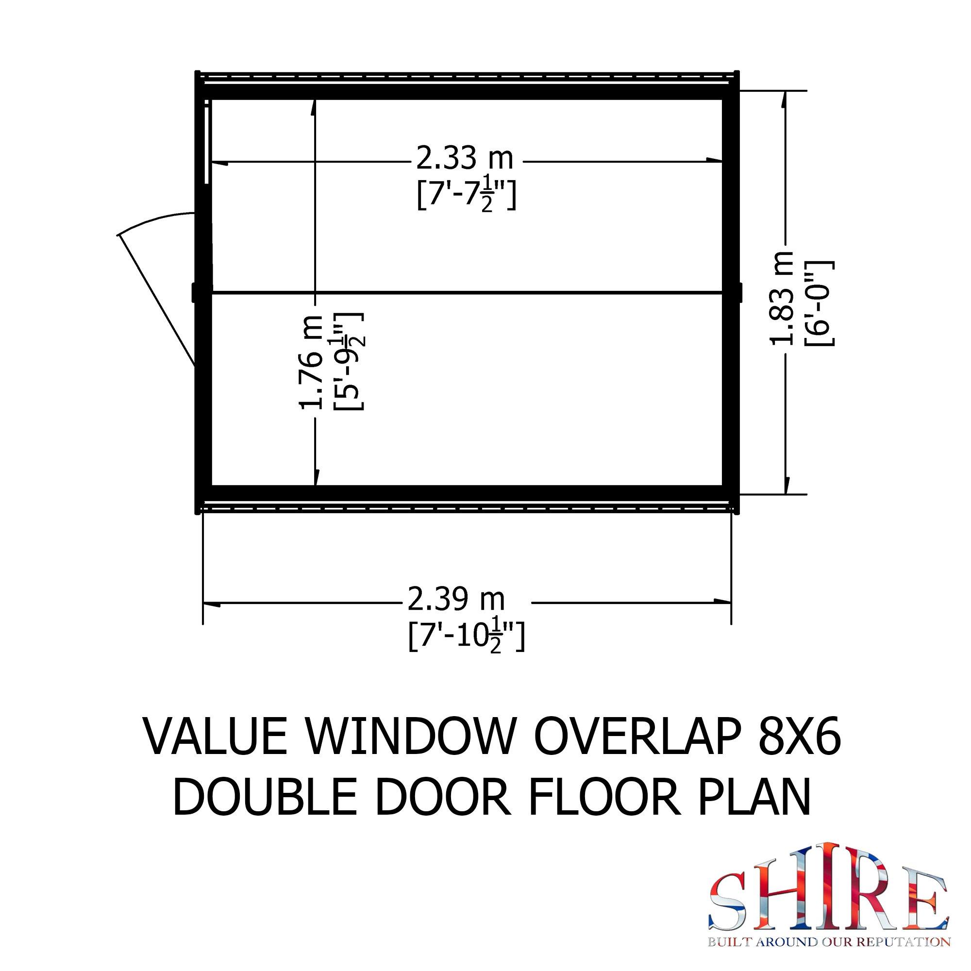 Wood - Shire - Overlap 8x6 Double Door With Window - 3