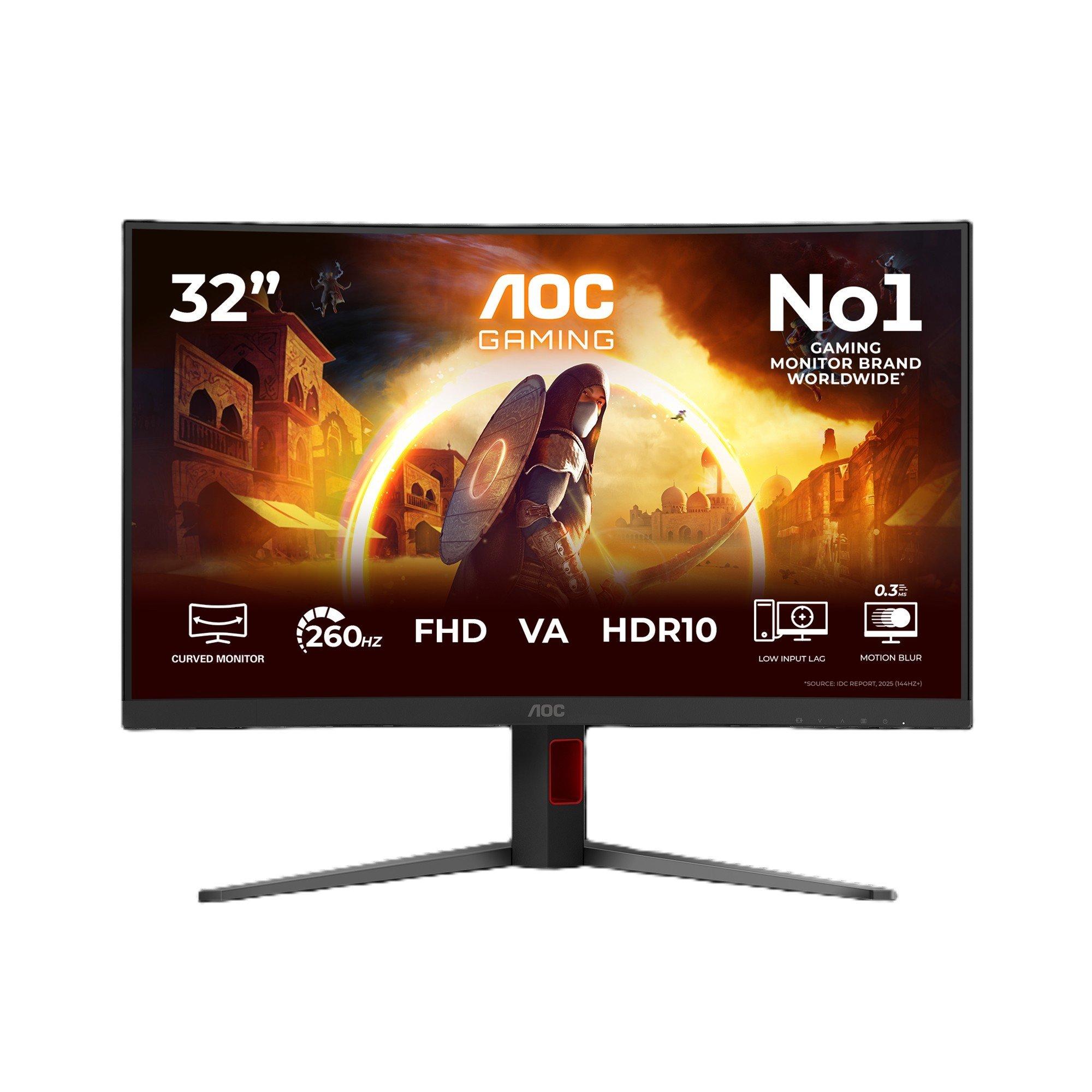 Black - AOC - C32G4Z 31.5 Inch Curved VA FHD 240Hz (260Hz OC) 2 HDMI 1 DP Gaming Monitor - 1