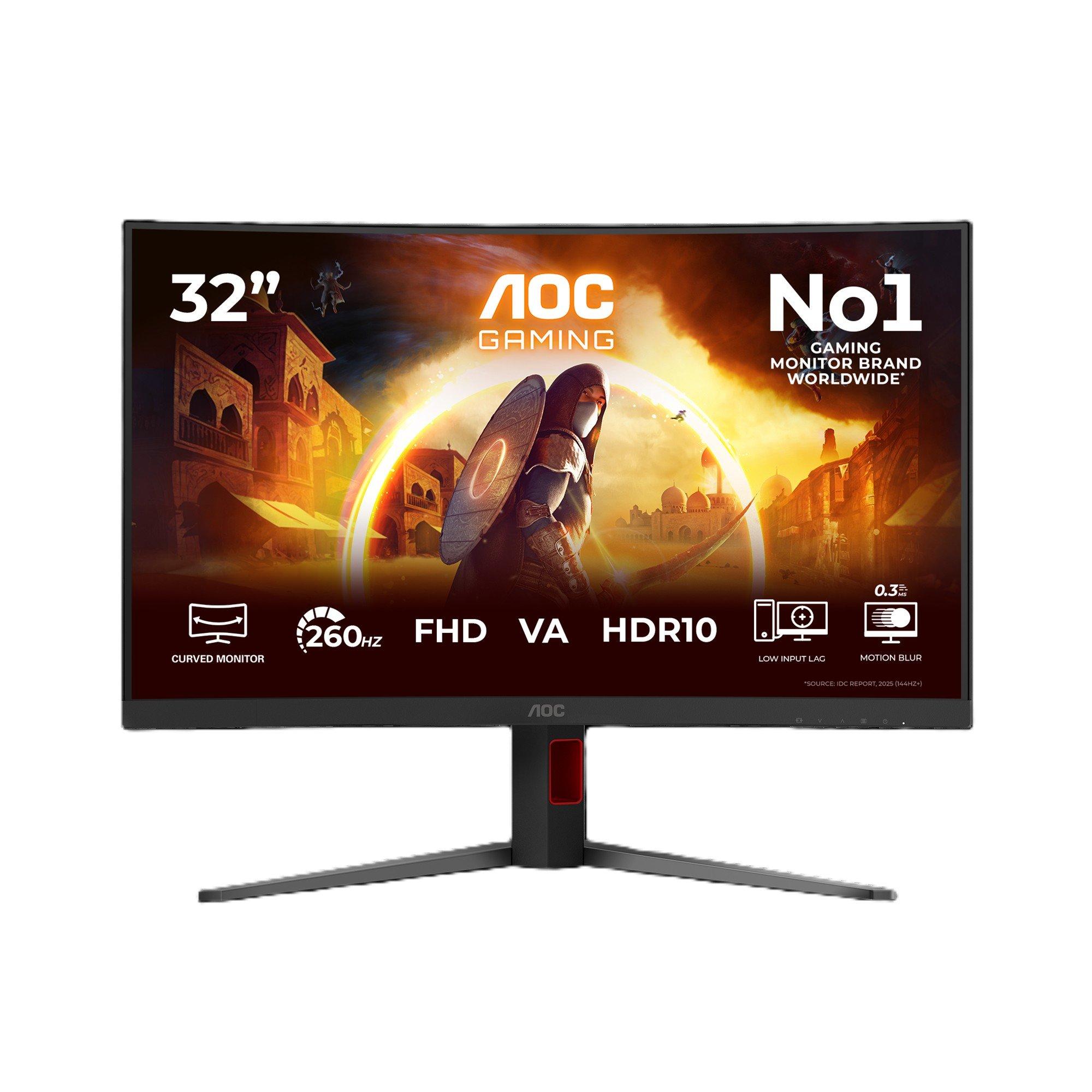 Black - AOC - C32G4Z 31.5 Inch Curved VA FHD 240Hz (260Hz OC) 2 HDMI 1 DP Gaming Monitor - 5