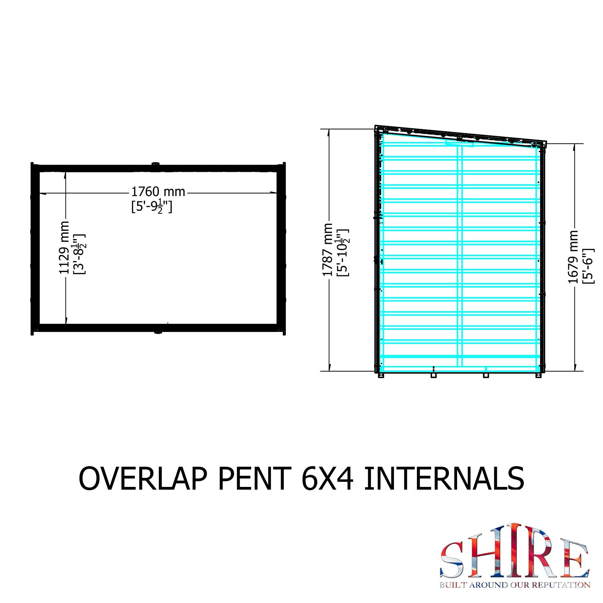 Wood - Shire - Overlap Pent 6x4 Single Door - 3