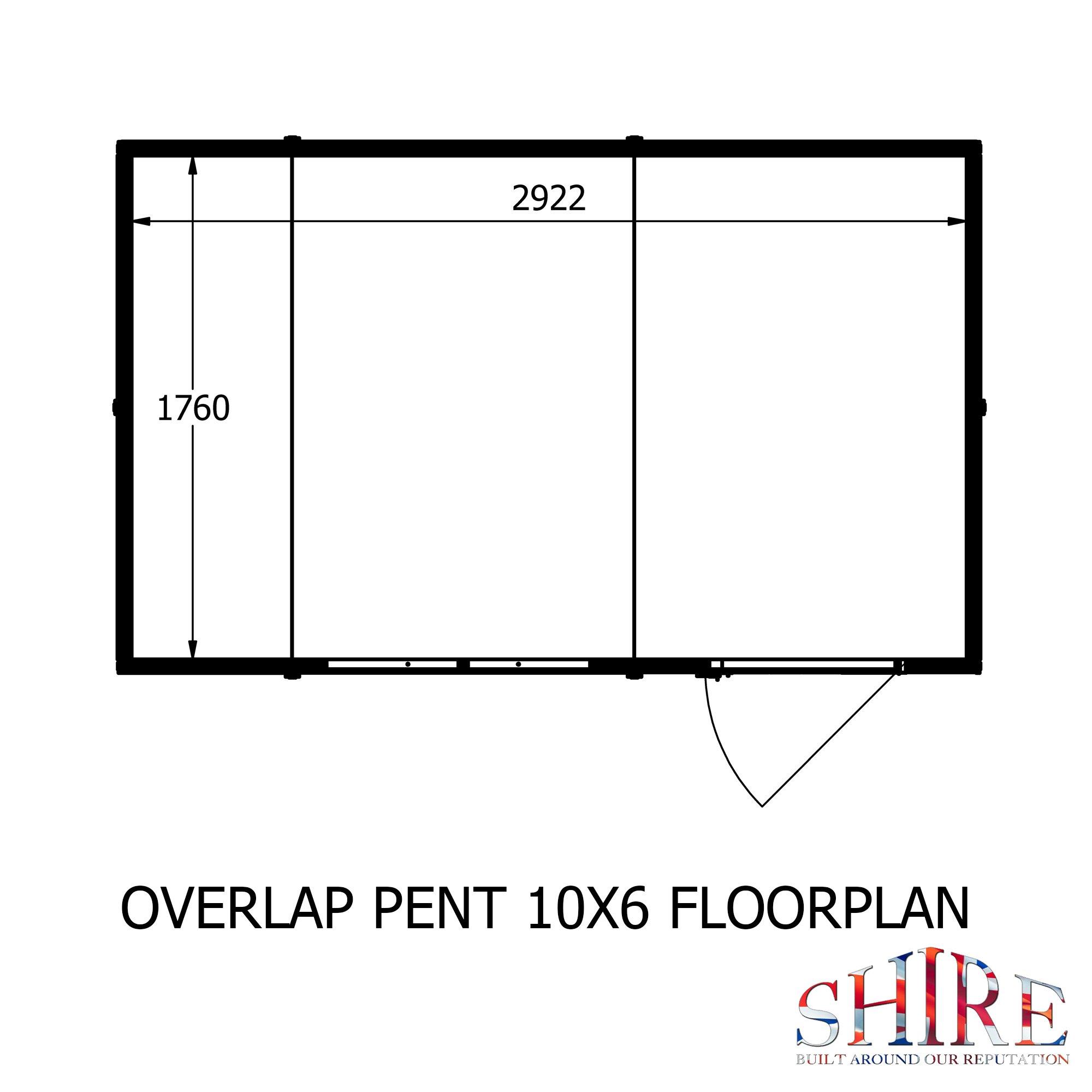 Wood - Shire - Overlap 10x6 Single Door Pent - 3