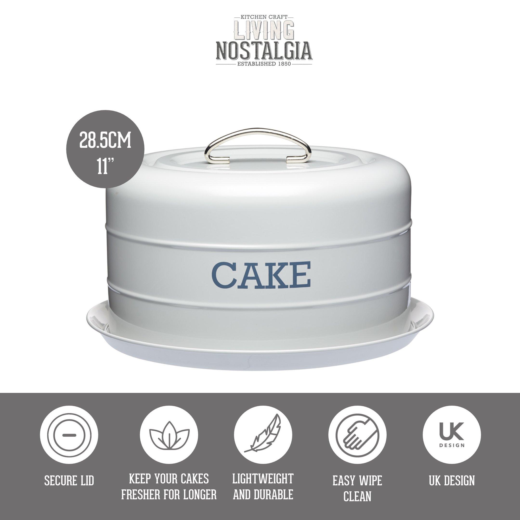 Grey - KitchenCraft - Living Nostalgia French Grey Domed Cake Tin - 3