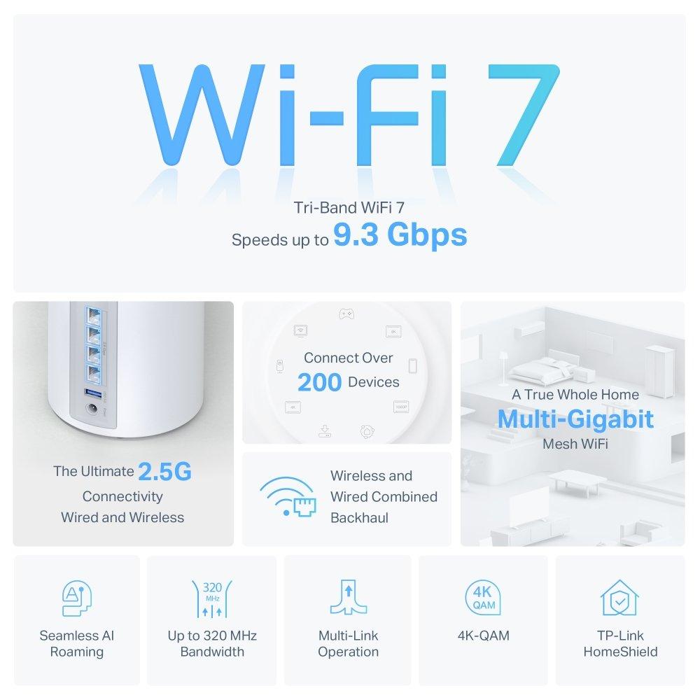 Weiß - TP-Link - Deco BE65 - BE9300 Whole Home Mesh WiFi 7 System - 3 Pack - 5
