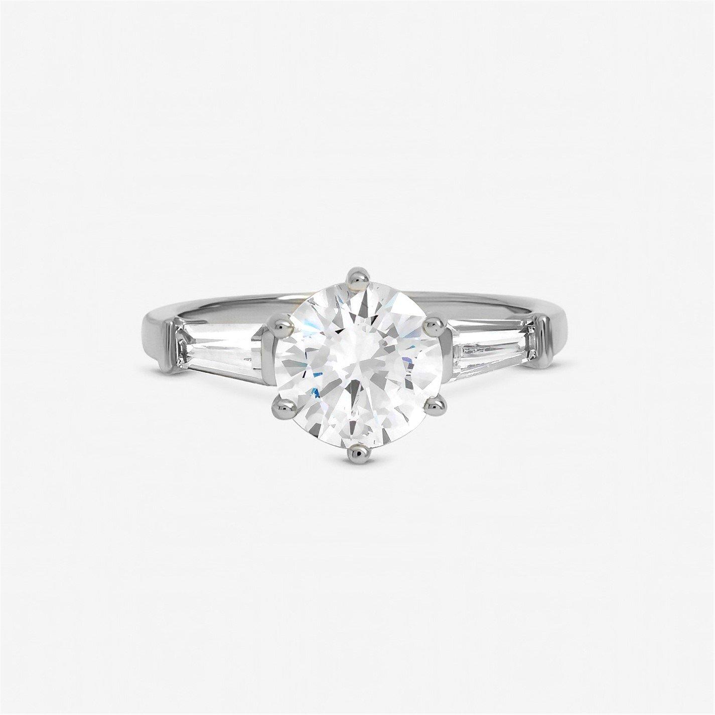 Jon Richard Women's Rhodium Plated Cubic Zirconia Solitaire Ring - Silver - XL