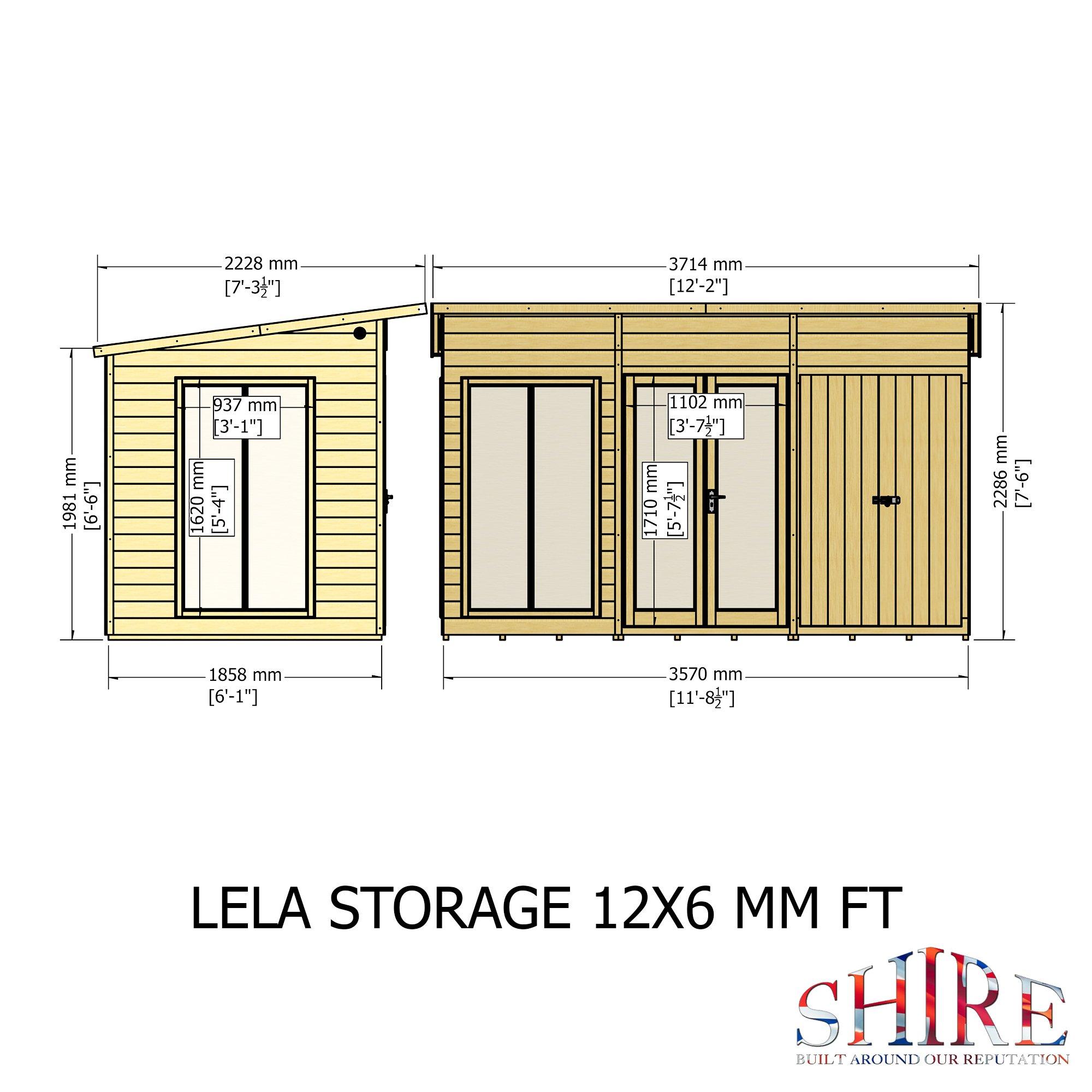 Wood - Shire - Lela 12x6 SummerHouse inc Storage - 4