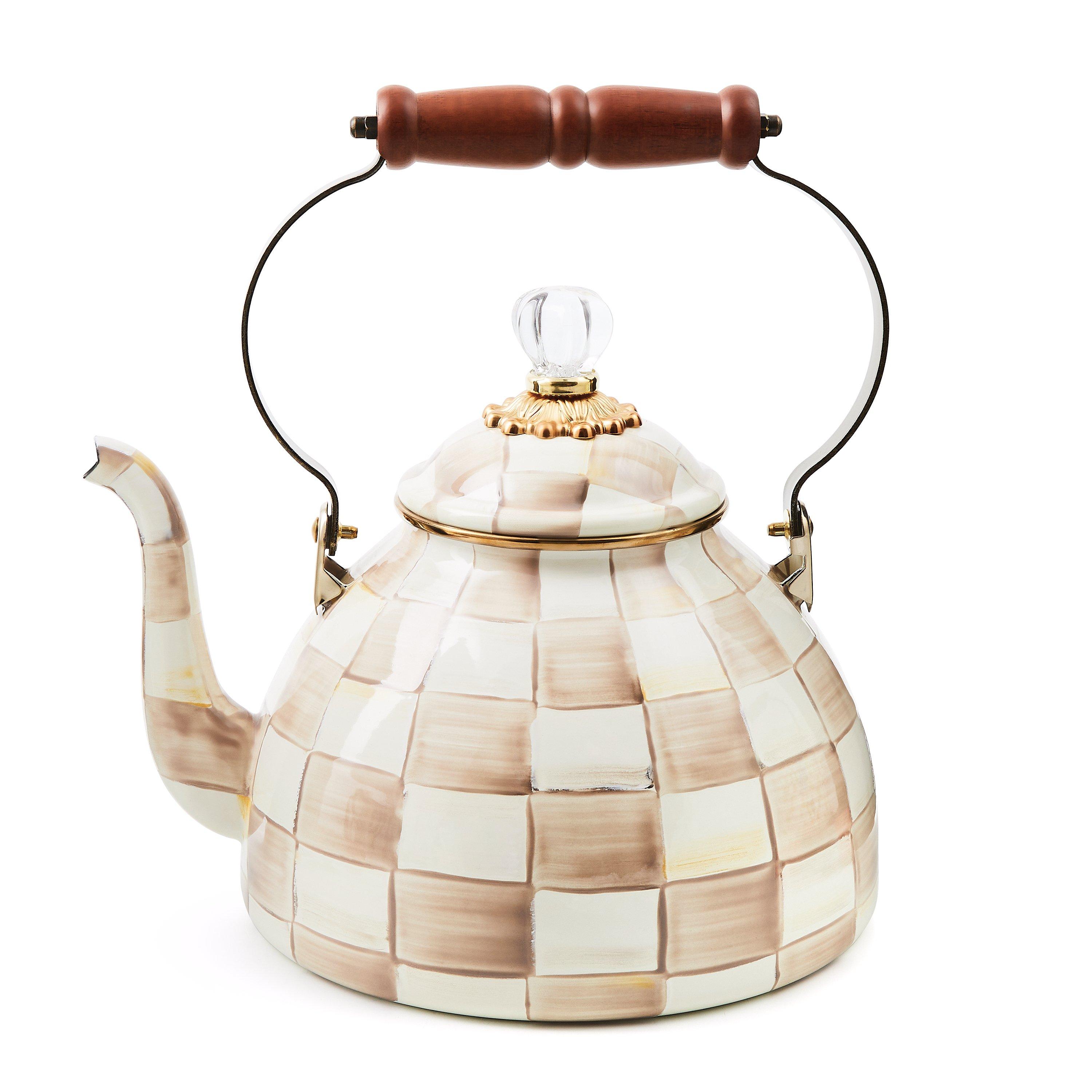 Mocha Check - MacKenzie-Childs - MacKenzi 3 Quart Tea K 00