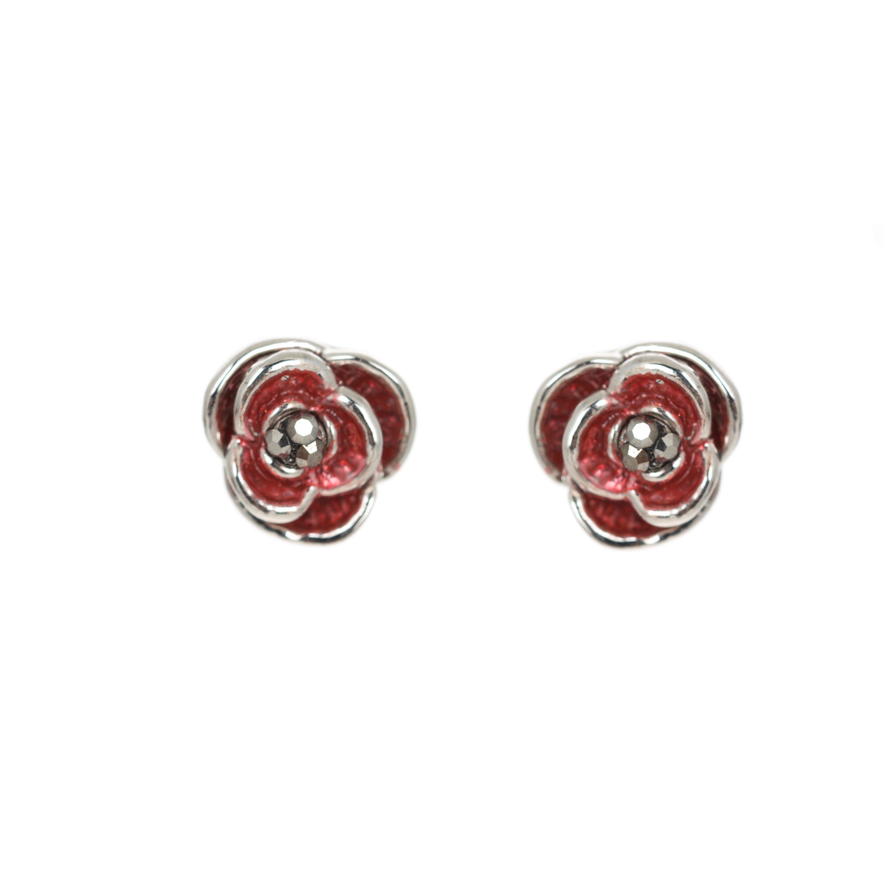 Espree Women's Enamel And Crystal Poppy Earrings - Red