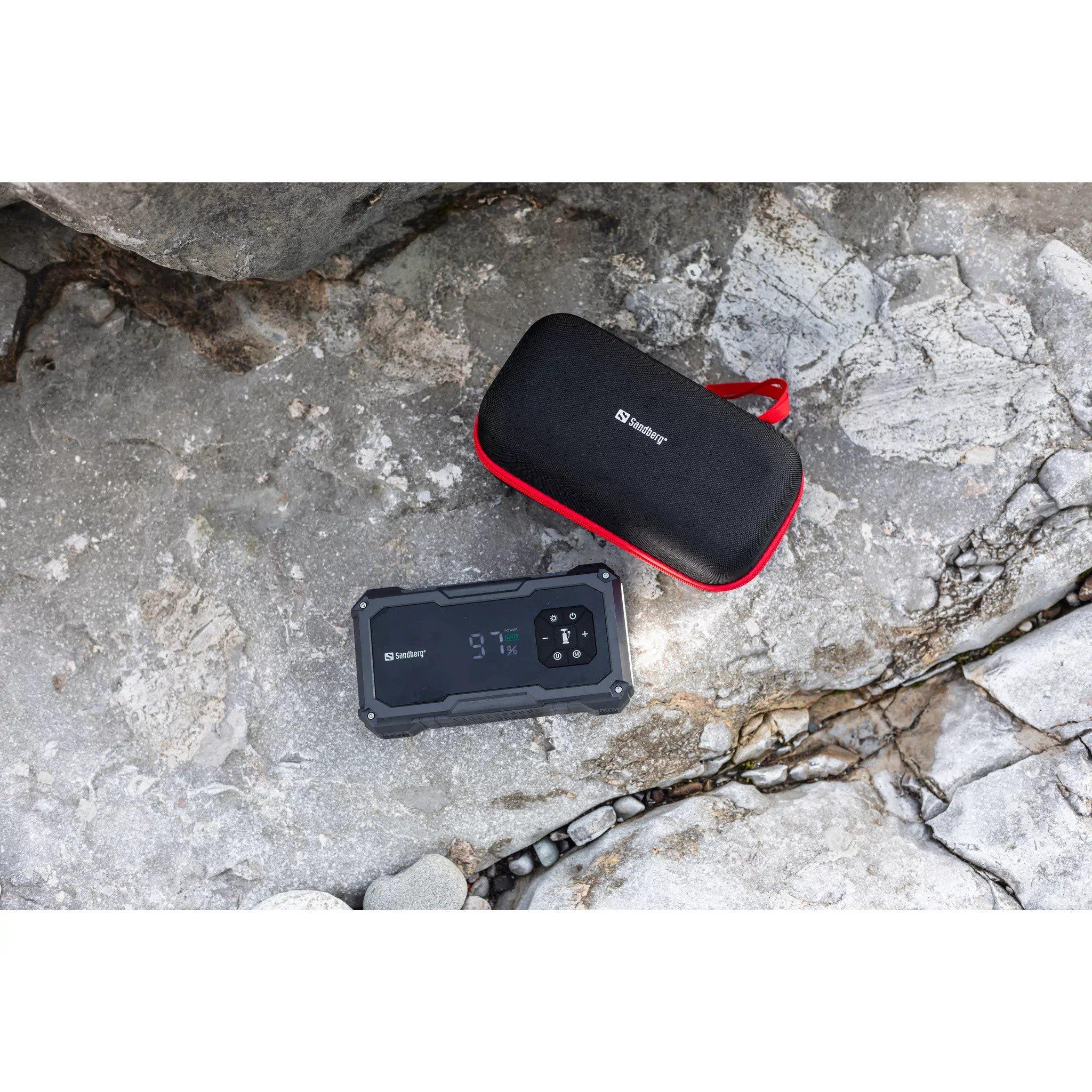 Black - Sandberg - 10000 mAh Powerbank Car Jumpstarter & Tire pump - 8