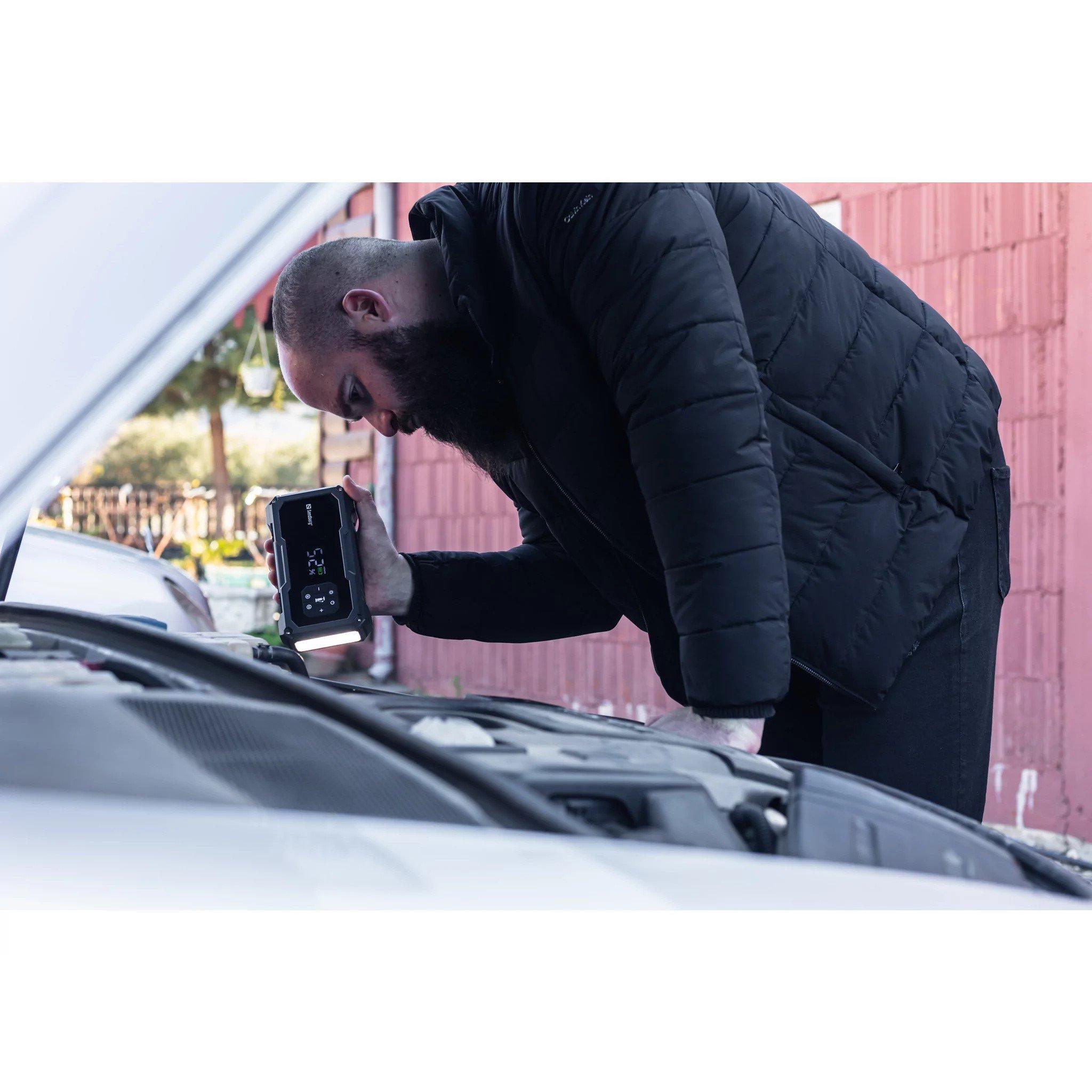 Black - Sandberg - 10000 mAh Powerbank Car Jumpstarter & Tire pump - 9