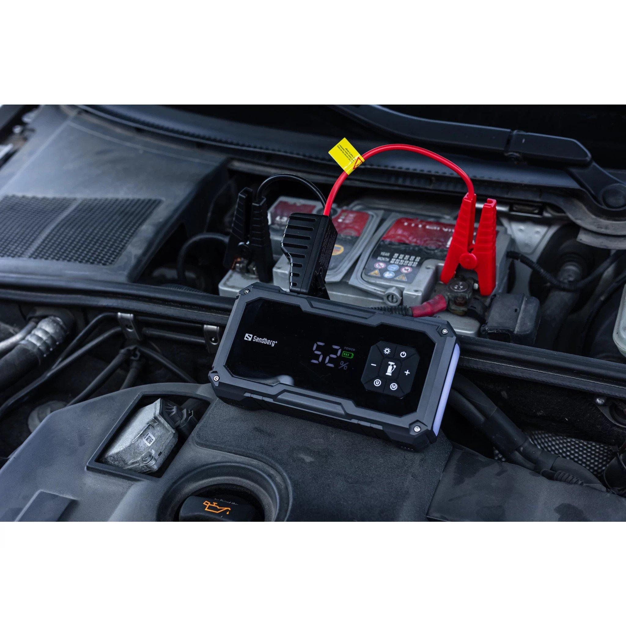Black - Sandberg - 10000 mAh Powerbank Car Jumpstarter & Tire pump - 10