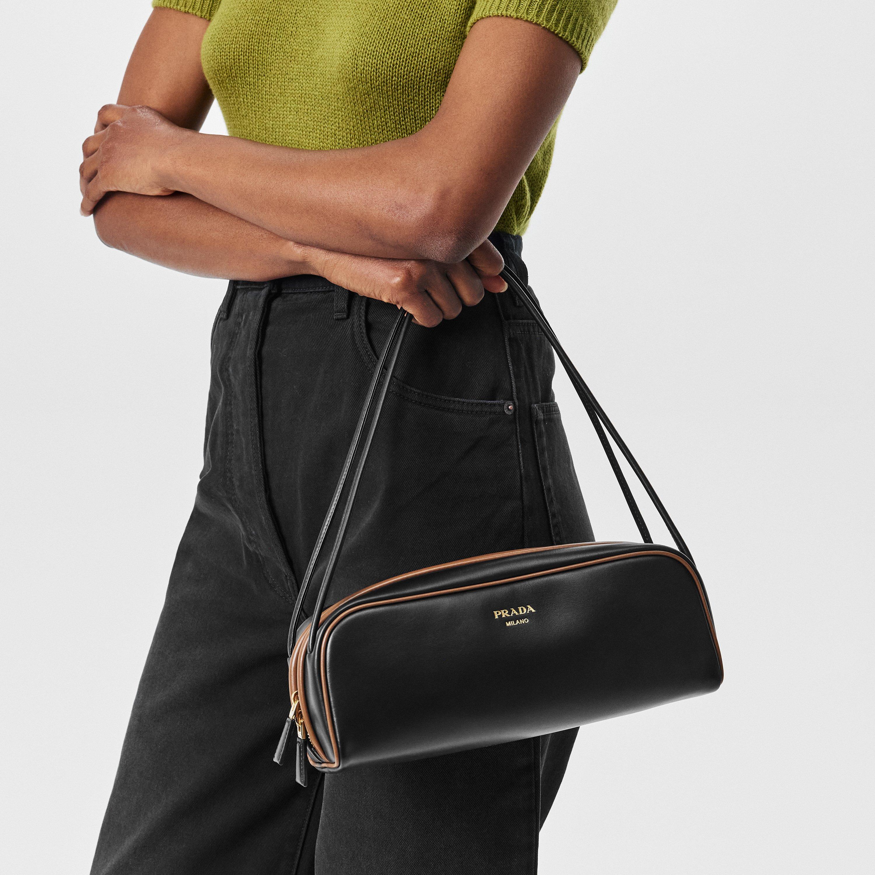 Nero Nocciola - Prada - Women's Swing Smooth Leather Shoulder Bags - 3