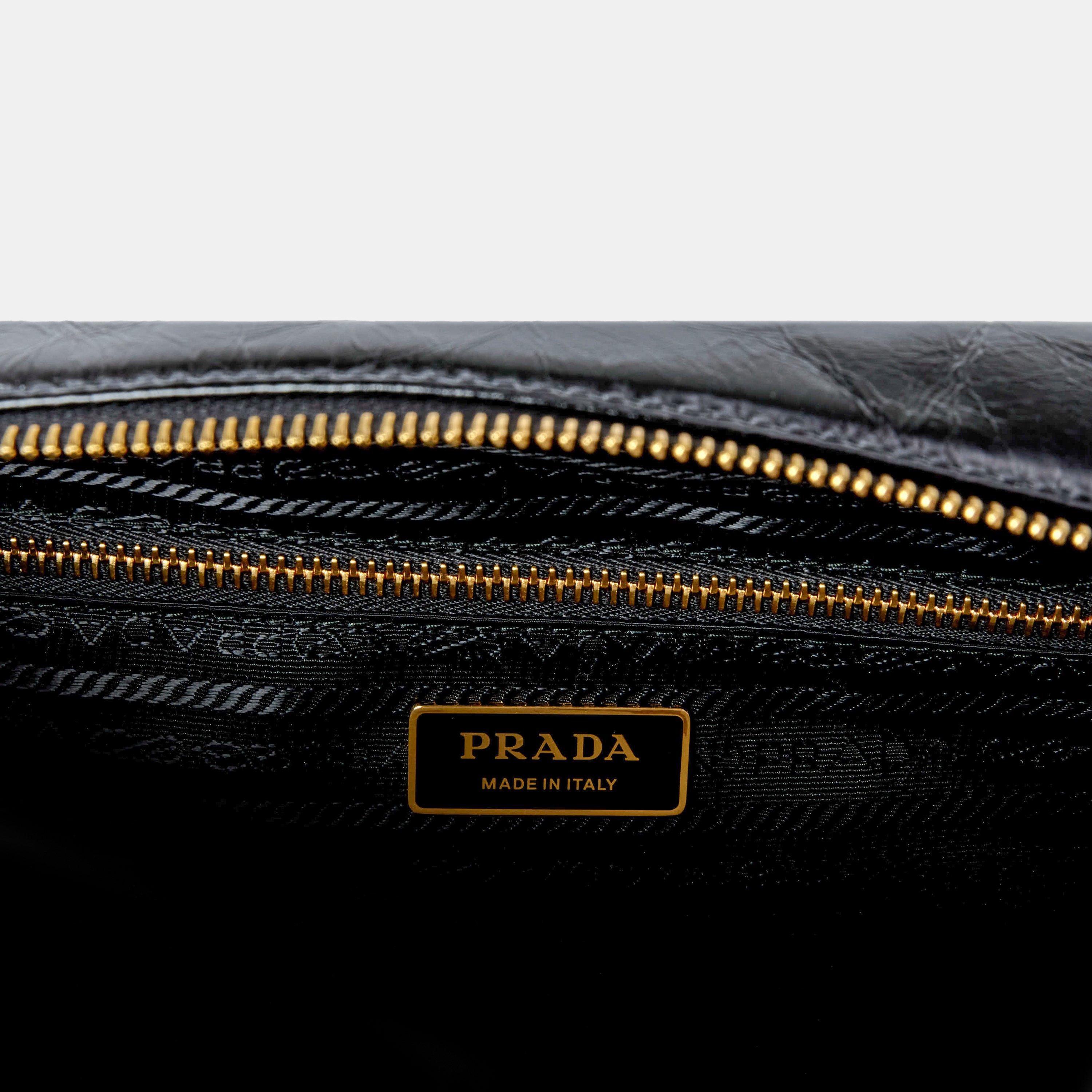 Nero - Prada - Women's Dangle Medium Leather Top Handle Shoulder Bags - 5