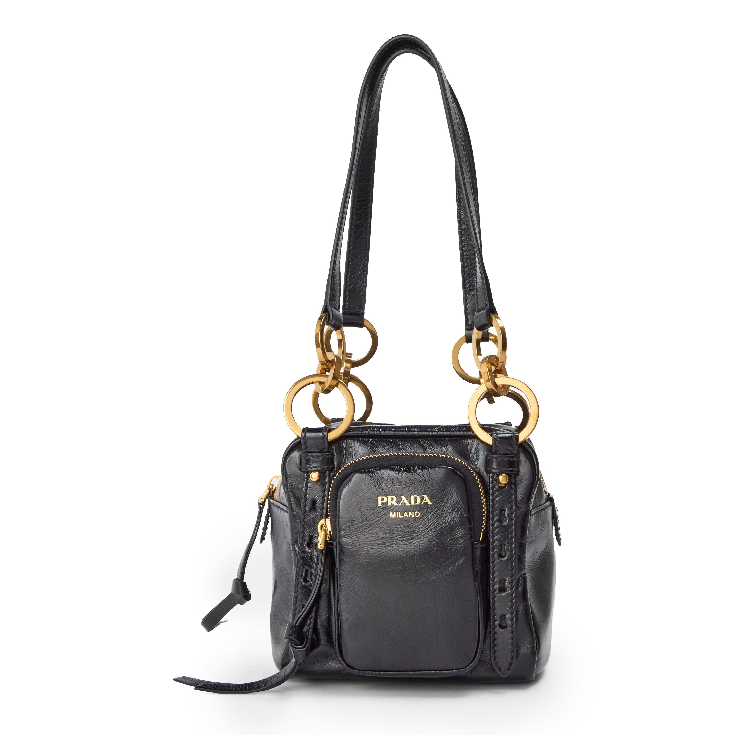Prada Women's Dangle Mini Leather Top Handle Shoulder Bags - Nero