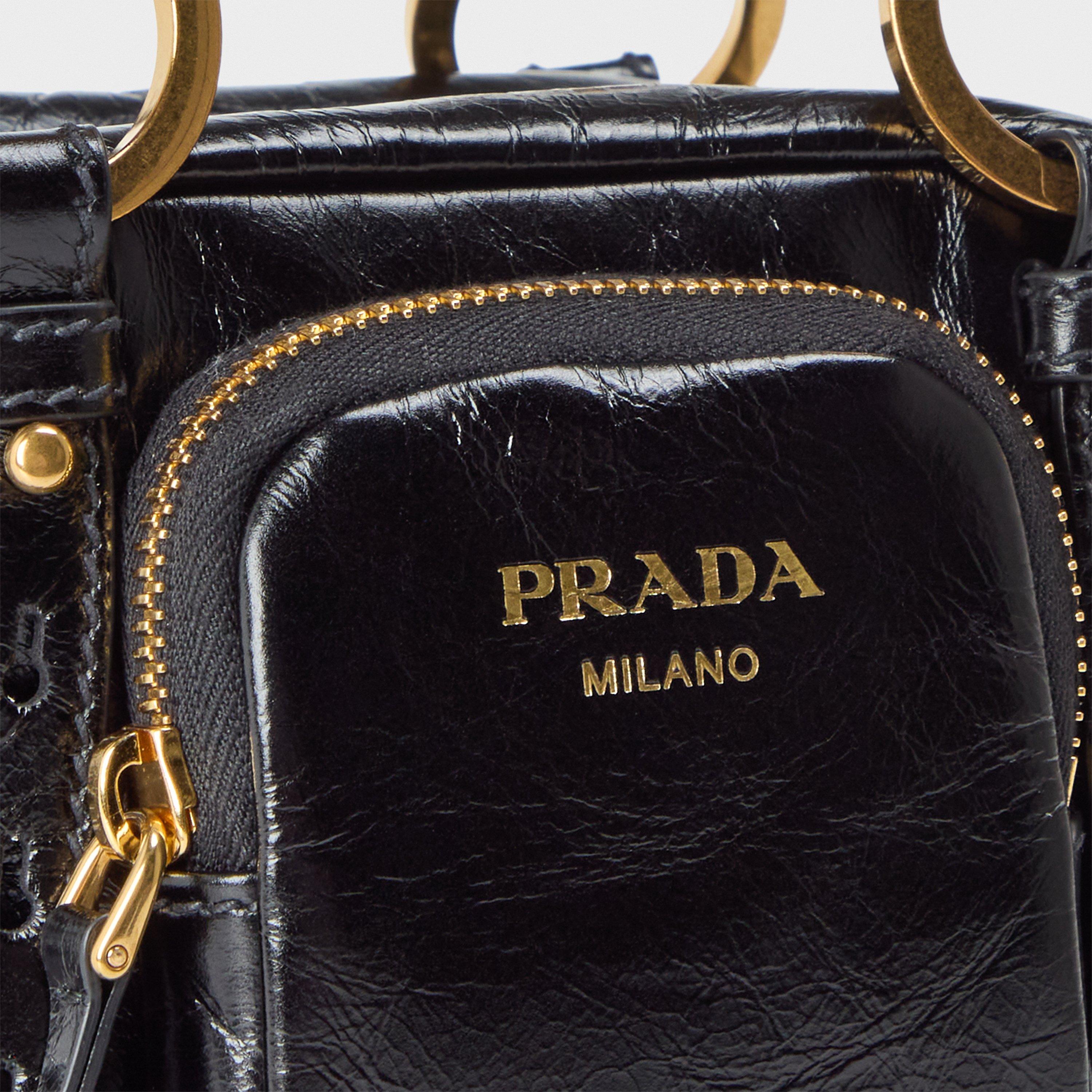 Nero - Prada - Women's Dangle Mini Leather Top Handle Shoulder Bags - 4