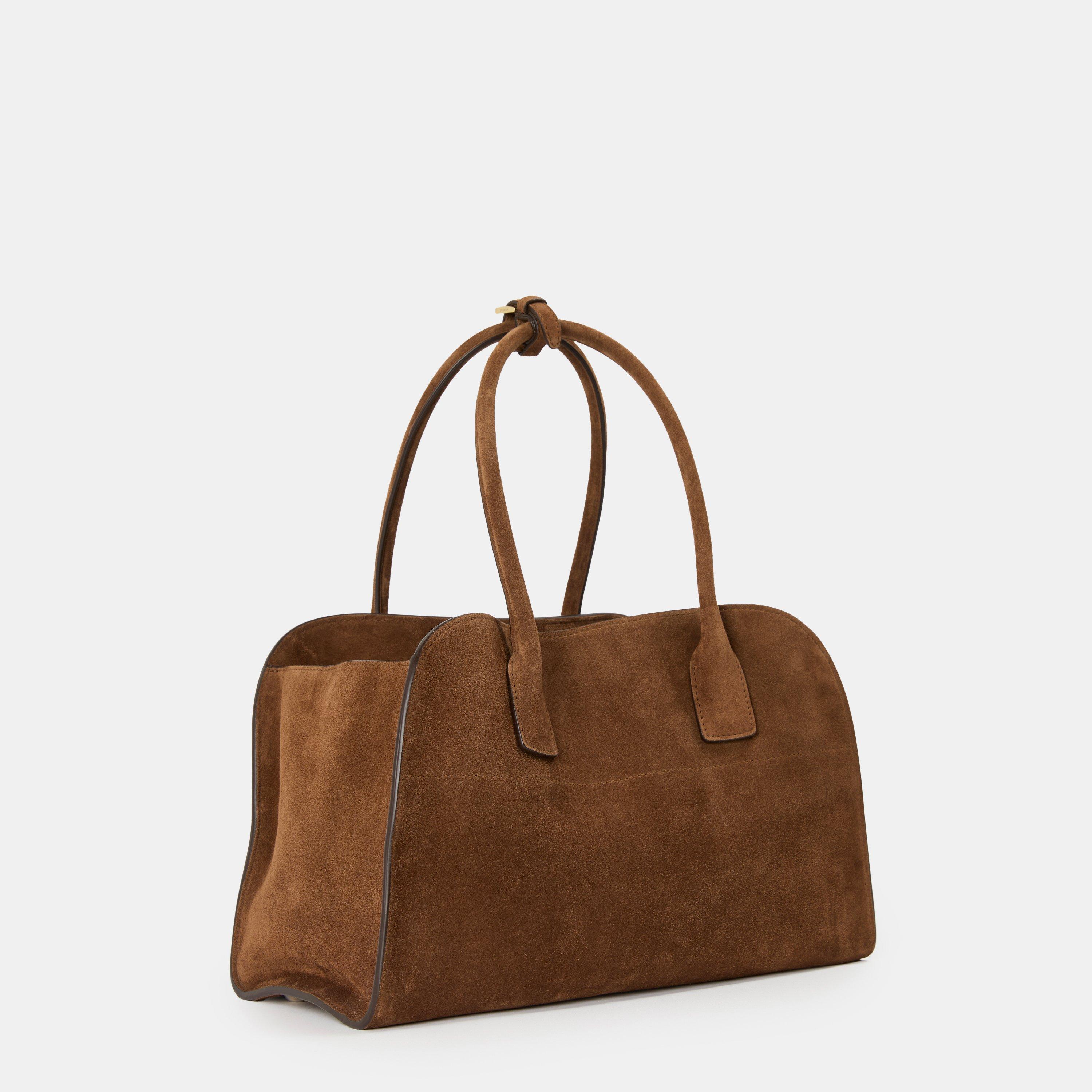 Cacao - Prada - Women's Medium Suede Tote Bag - 2
