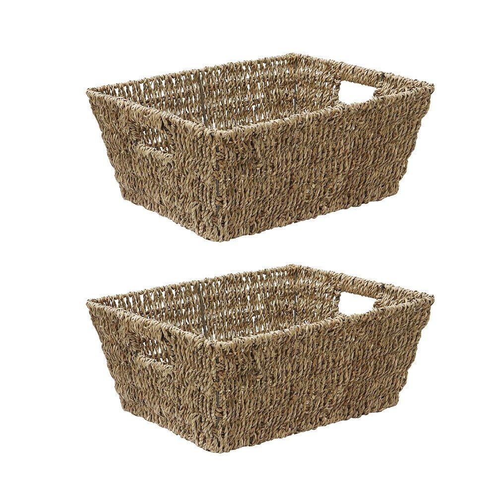 Jvl  Seagrass Rectangular Storage Basket Pack Of 2 - Natural - 2 Pack