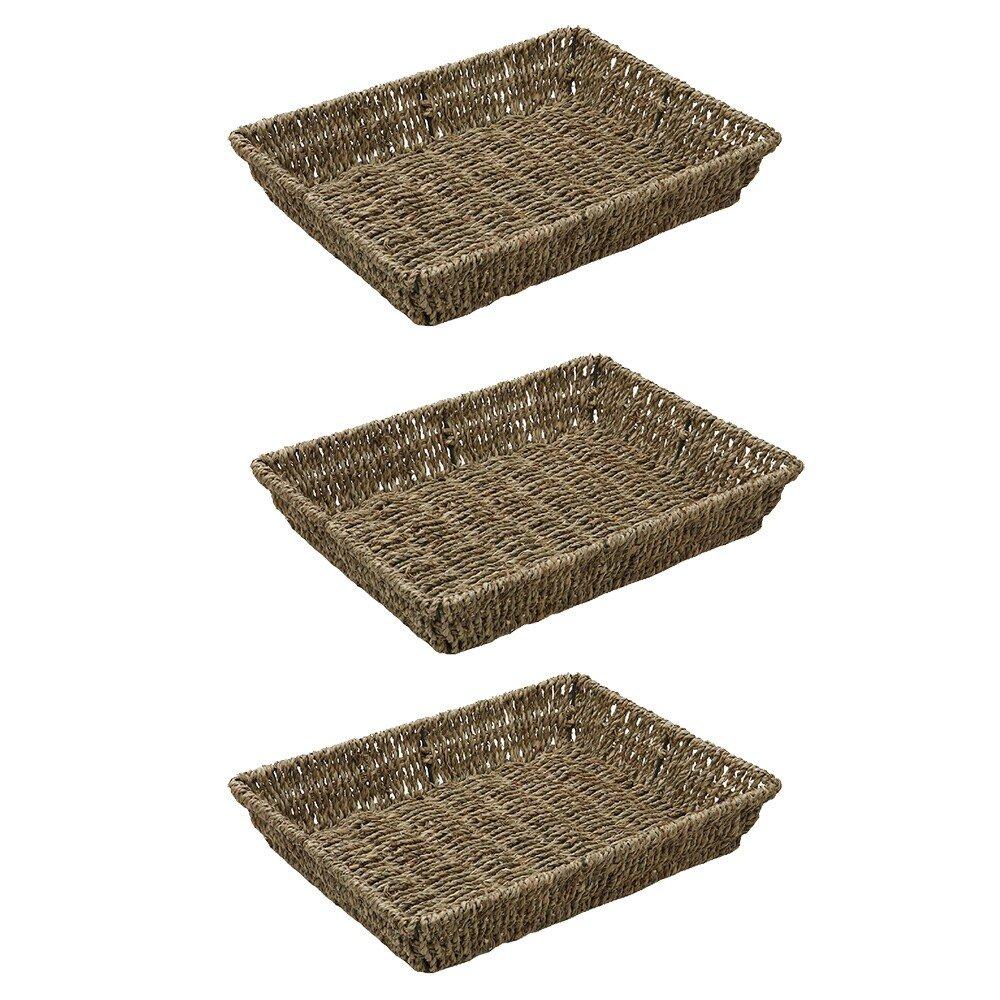 Jvl  Seagrass Rectangular Storage Tray Pack Of 3 - Natural - 3 Pack