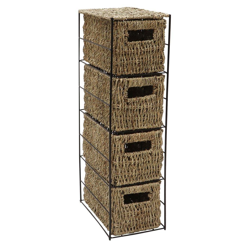 Natural - JVL - Seagrass 4 Drawer Storage Tower