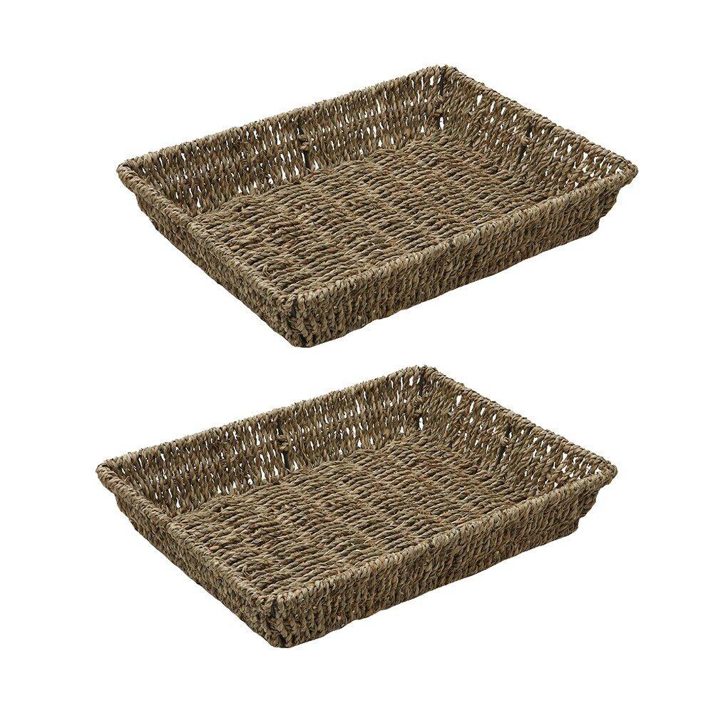 Jvl  Seagrass Rectangular Storage Tray Pack Of 2 - Natural - 2 Pack