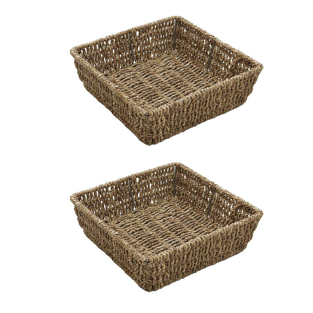 Natural - JVL - Seagrass Square Storage Tray Pack of 2