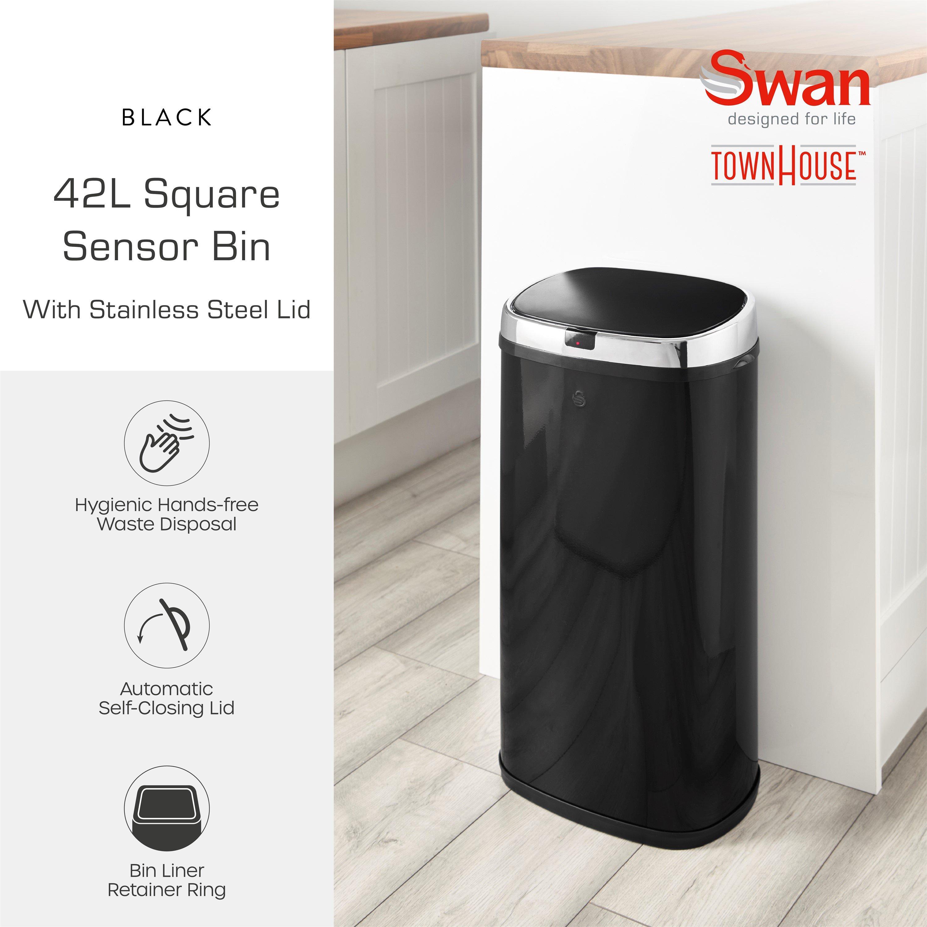 Black - Swan - 42L Square Sensor Bin Black - 2