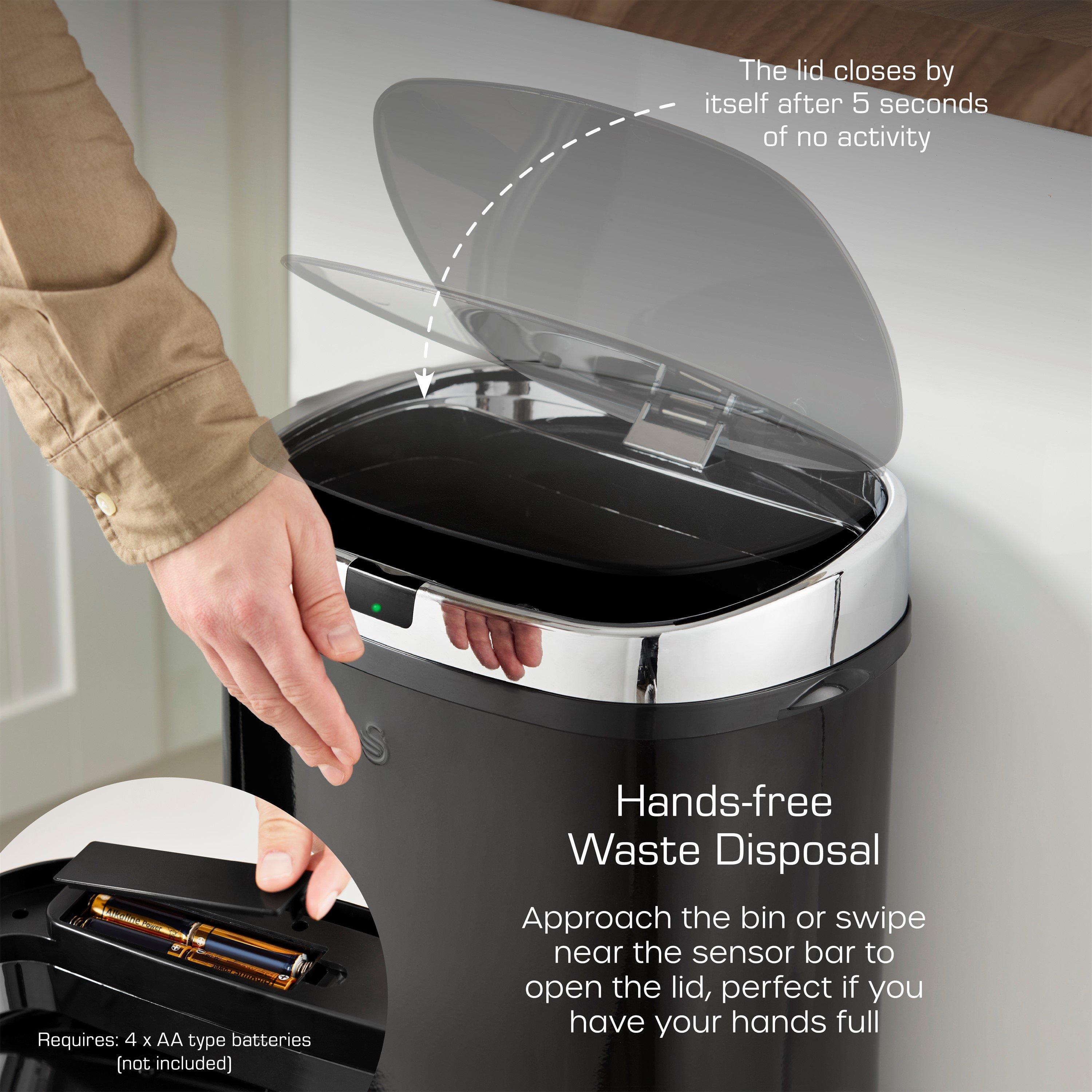 Black - Swan - 42L Square Sensor Bin Black - 3