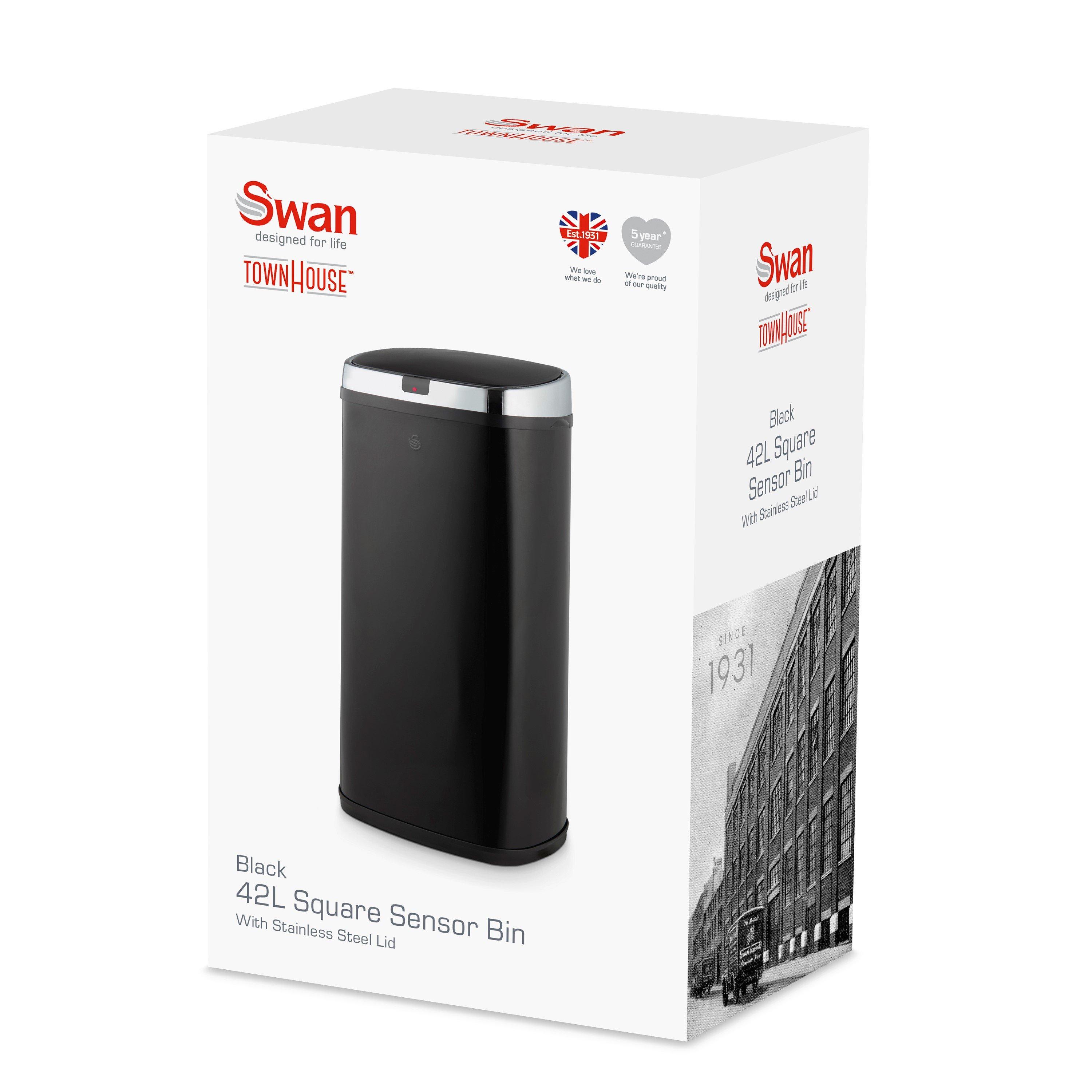 Black - Swan - 42L Square Sensor Bin Black - 8