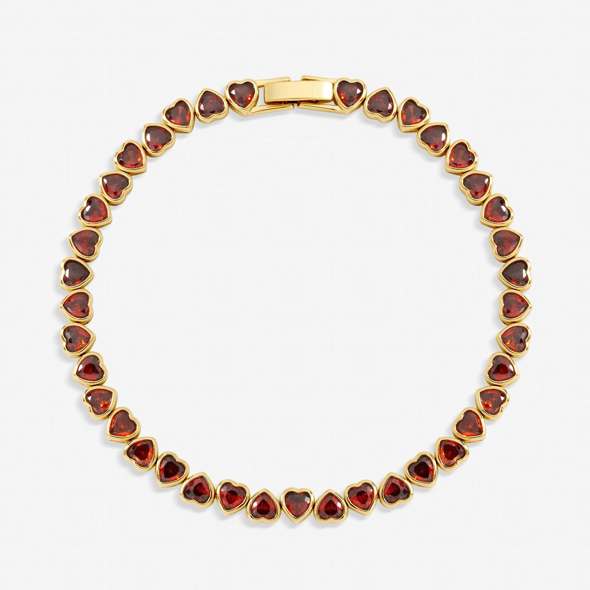 Gold - Jon Richard - Gold Plated Cubic Zirconia Red Heart Drop Bracelet - 2