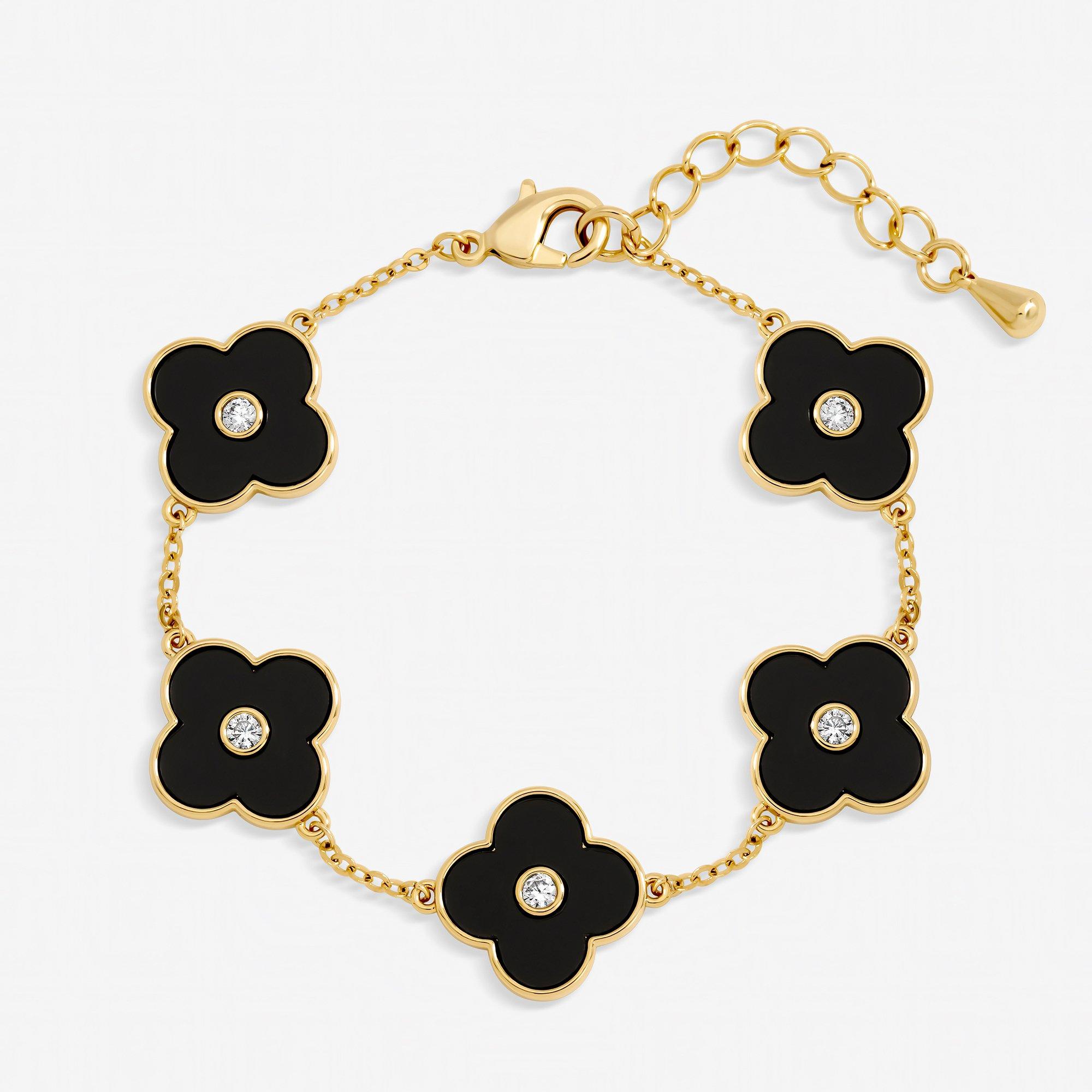 Gold - Jon Richard - Gold Plated and Jet Polished Clover Bracelet - 1