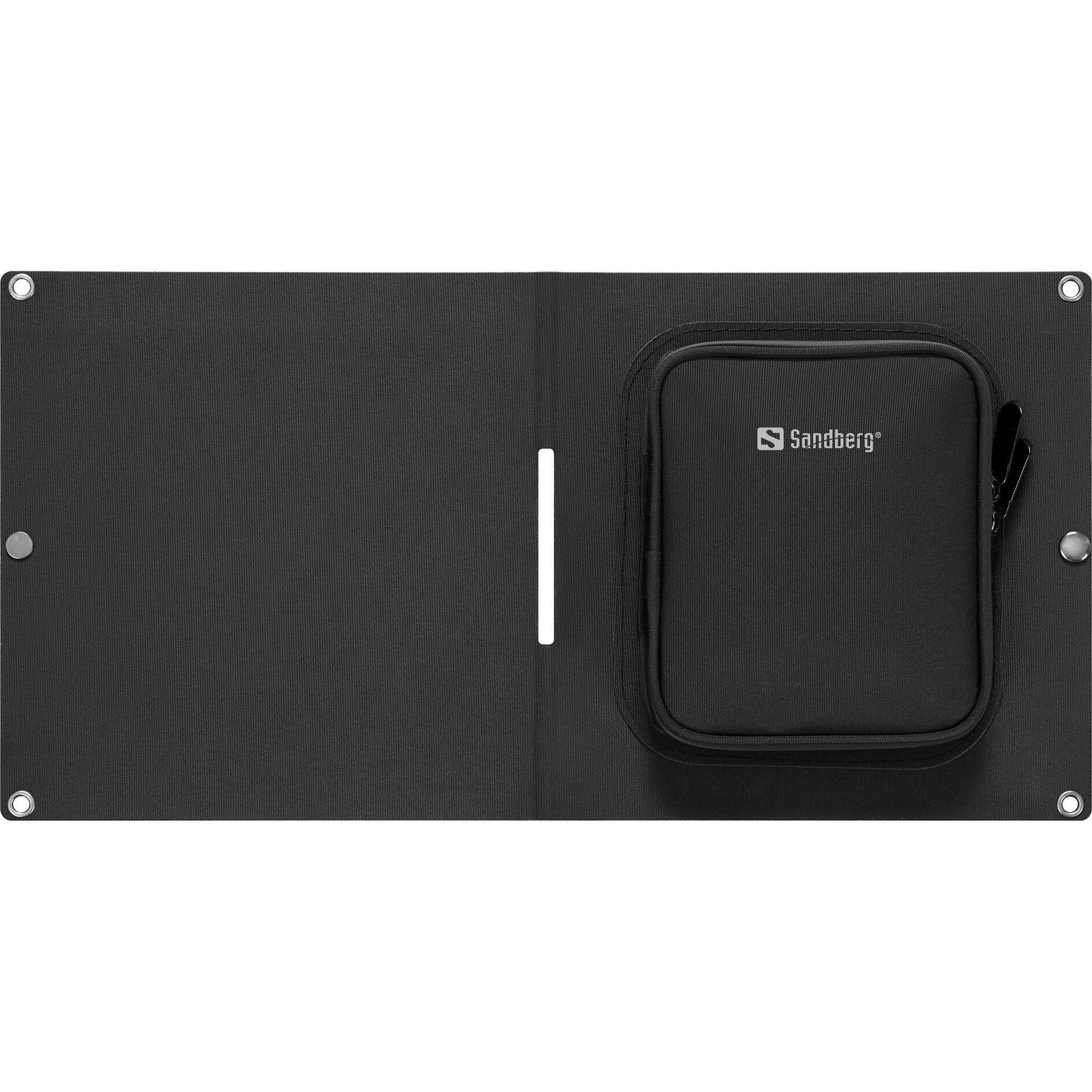 Black - Sandberg - Solar charger lightweight - 15 Watt - 2 A - 2 output connectors (USB USB-C) - 3